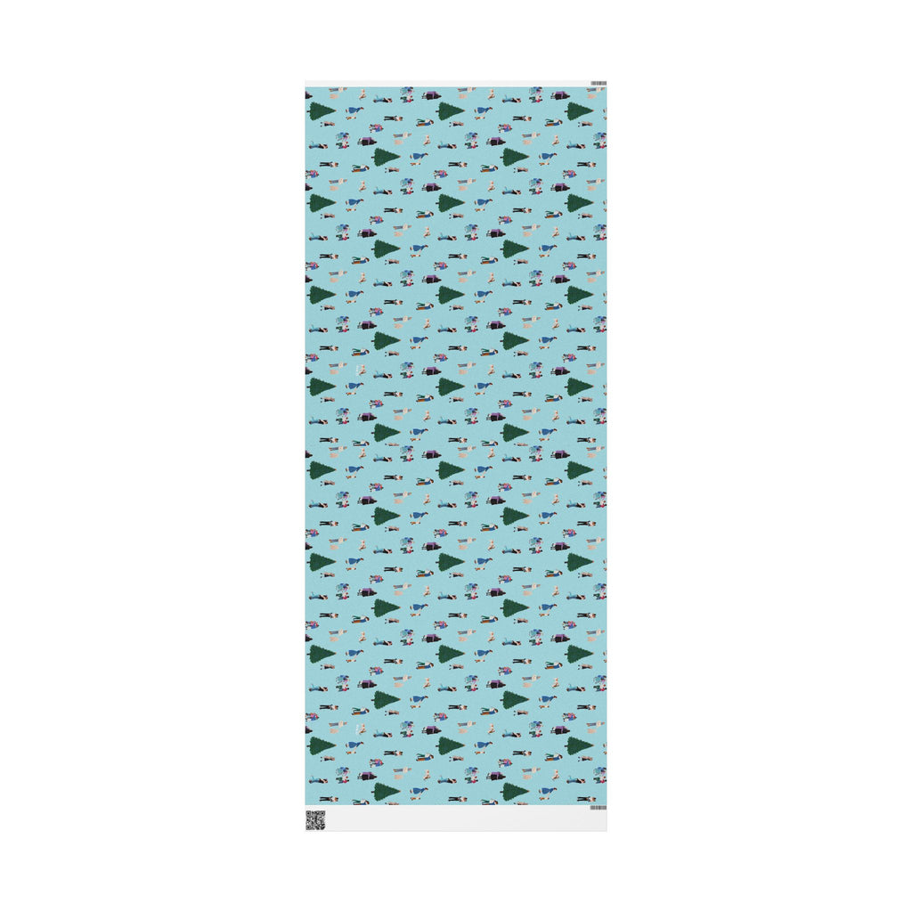 Holiday Wrapping Paper — Christmas Tree & Carolers Pattern