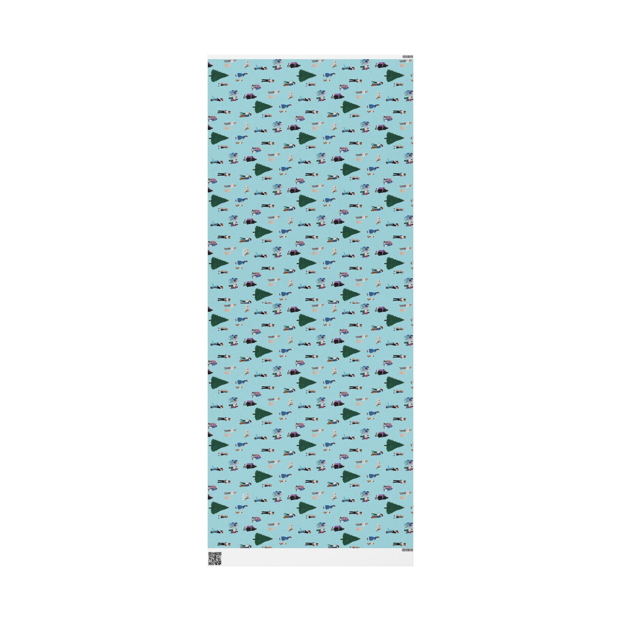 Holiday Wrapping Paper — Christmas Tree & Carolers Pattern