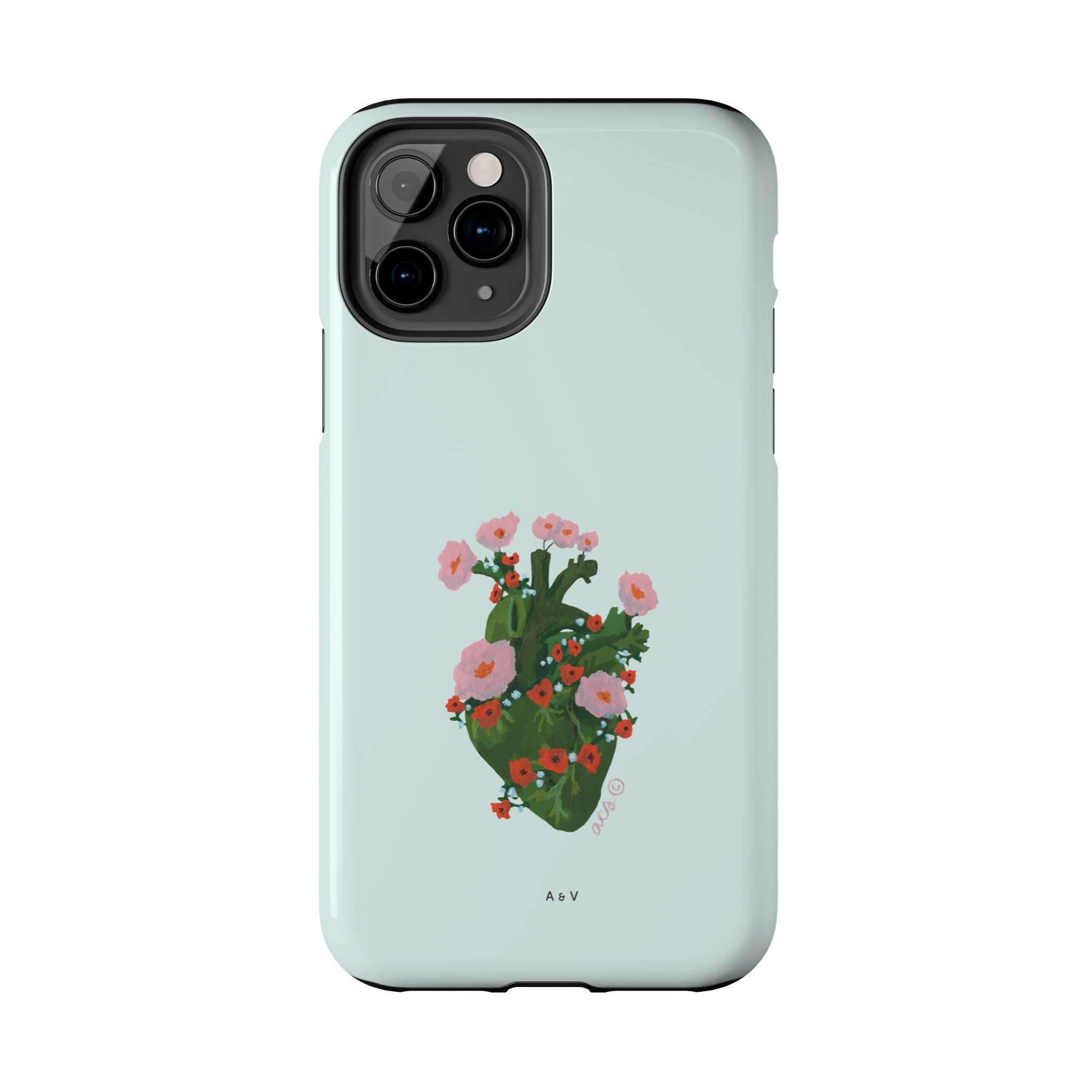 Flower Heart - Blue - Phone Case
