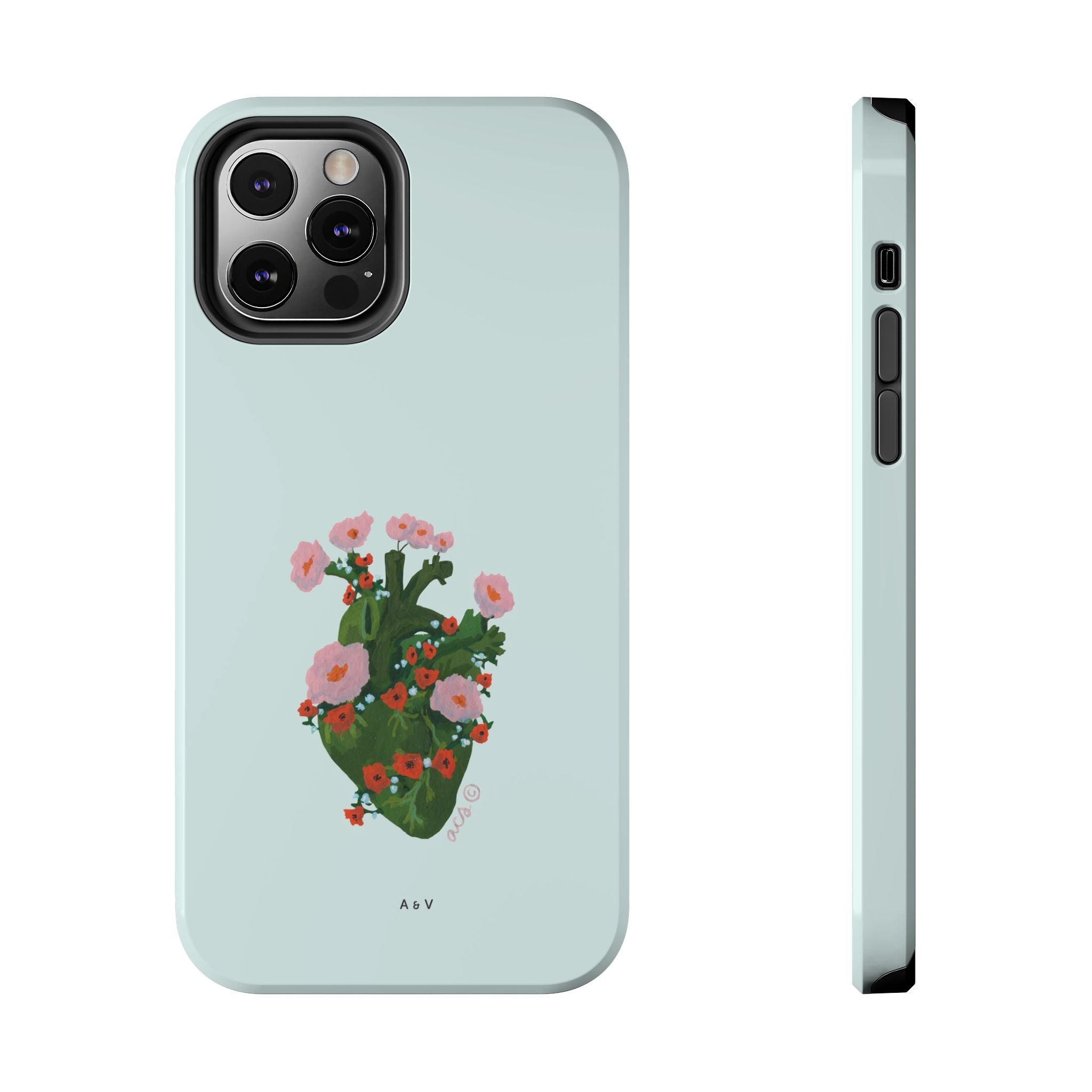 Flower Heart - Blue - Phone Case