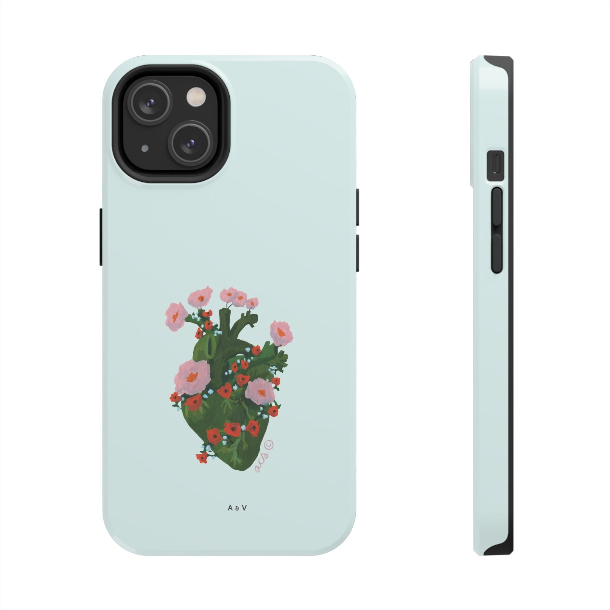 Flower Heart - Blue - Phone Case