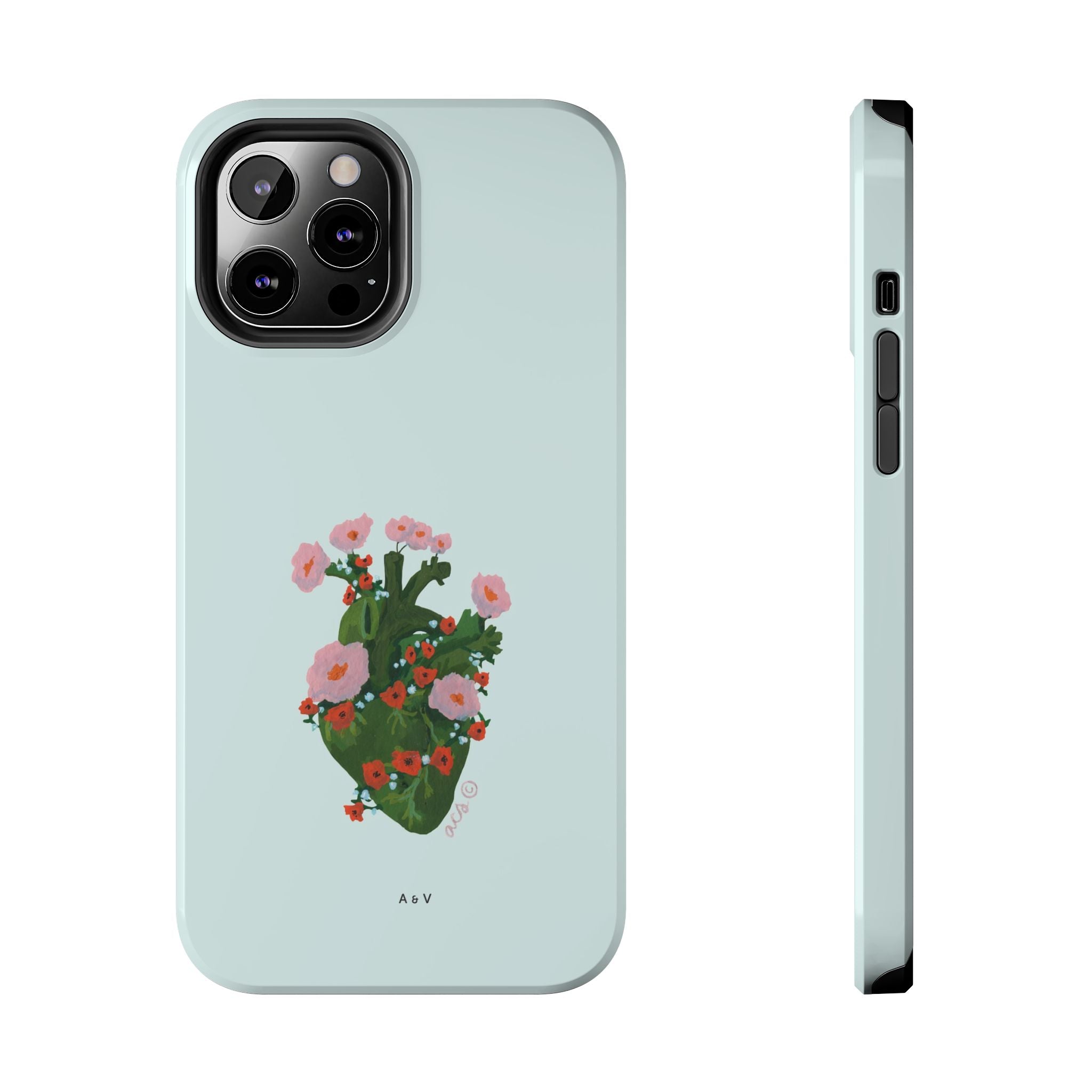 Flower Heart - Blue - Phone Case