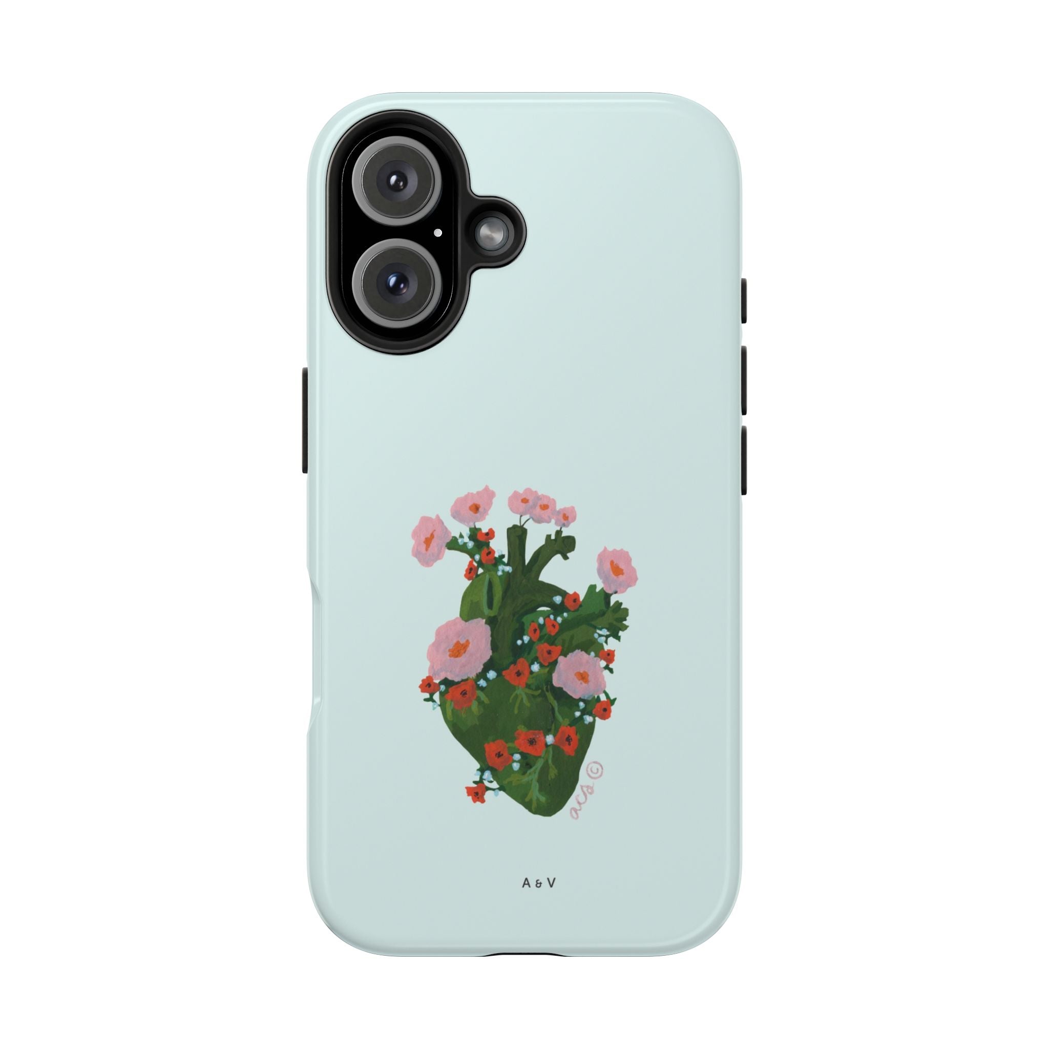 Flower Heart - Blue - Phone Case