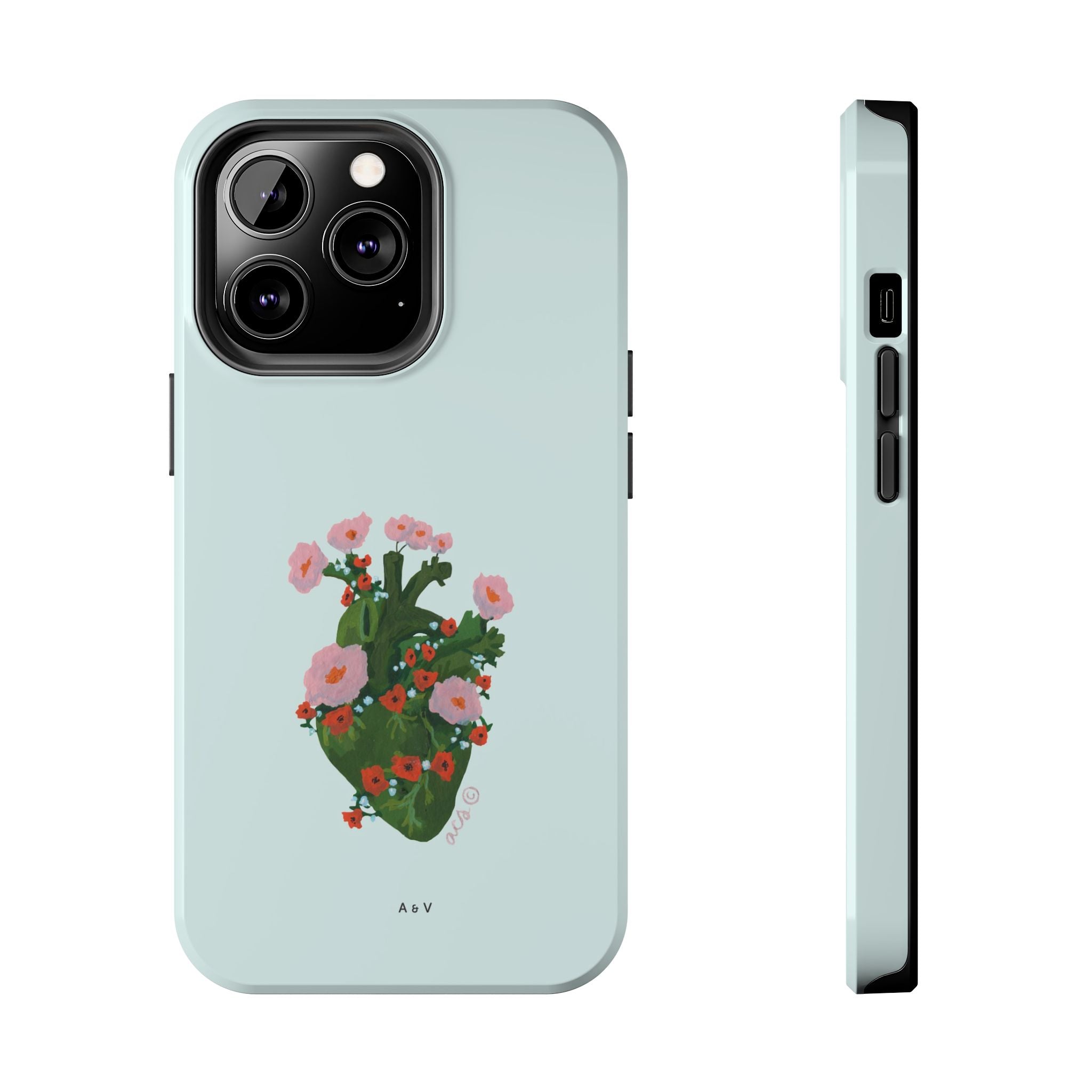 Flower Heart - Blue - Phone Case
