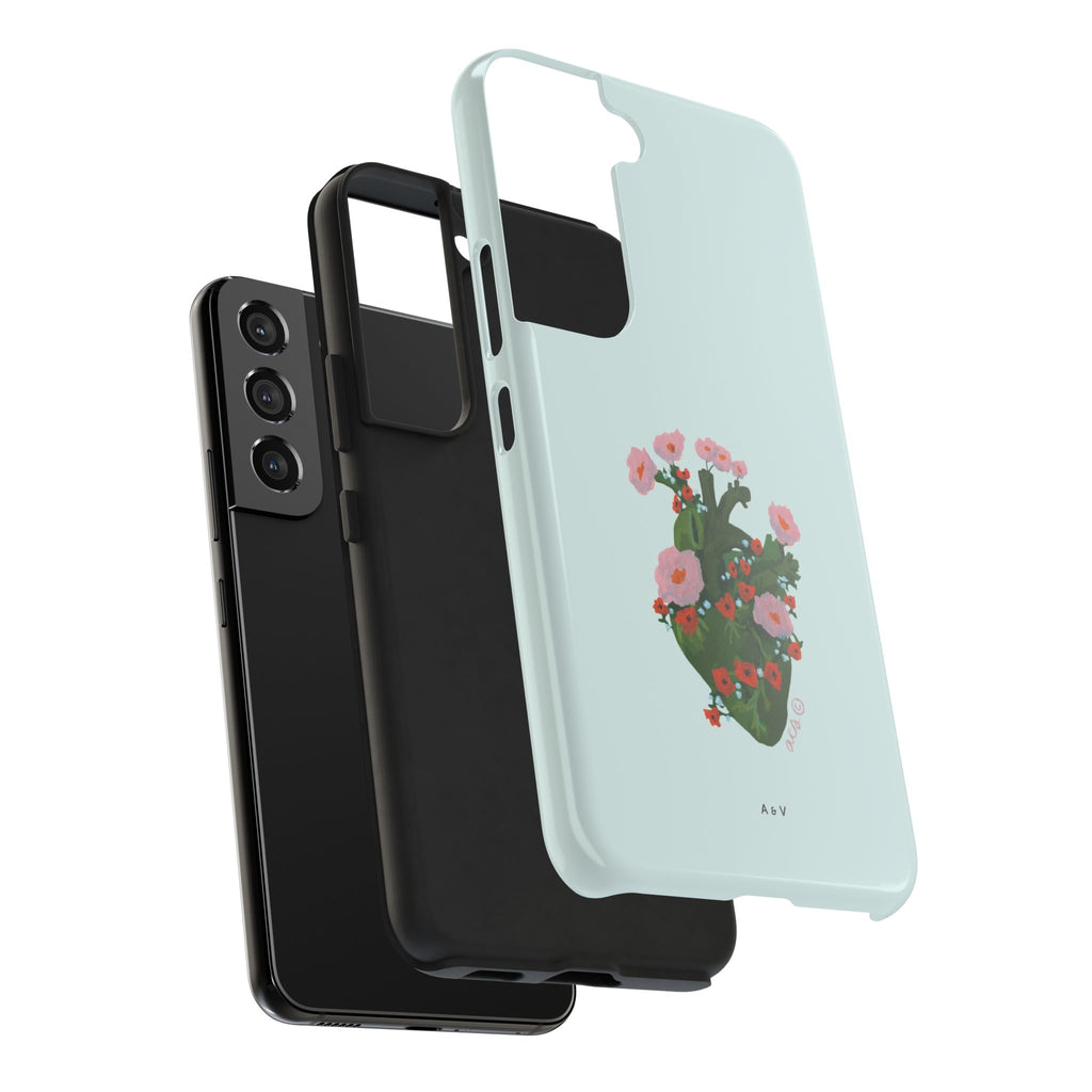 Flower Heart - Blue - Phone Case