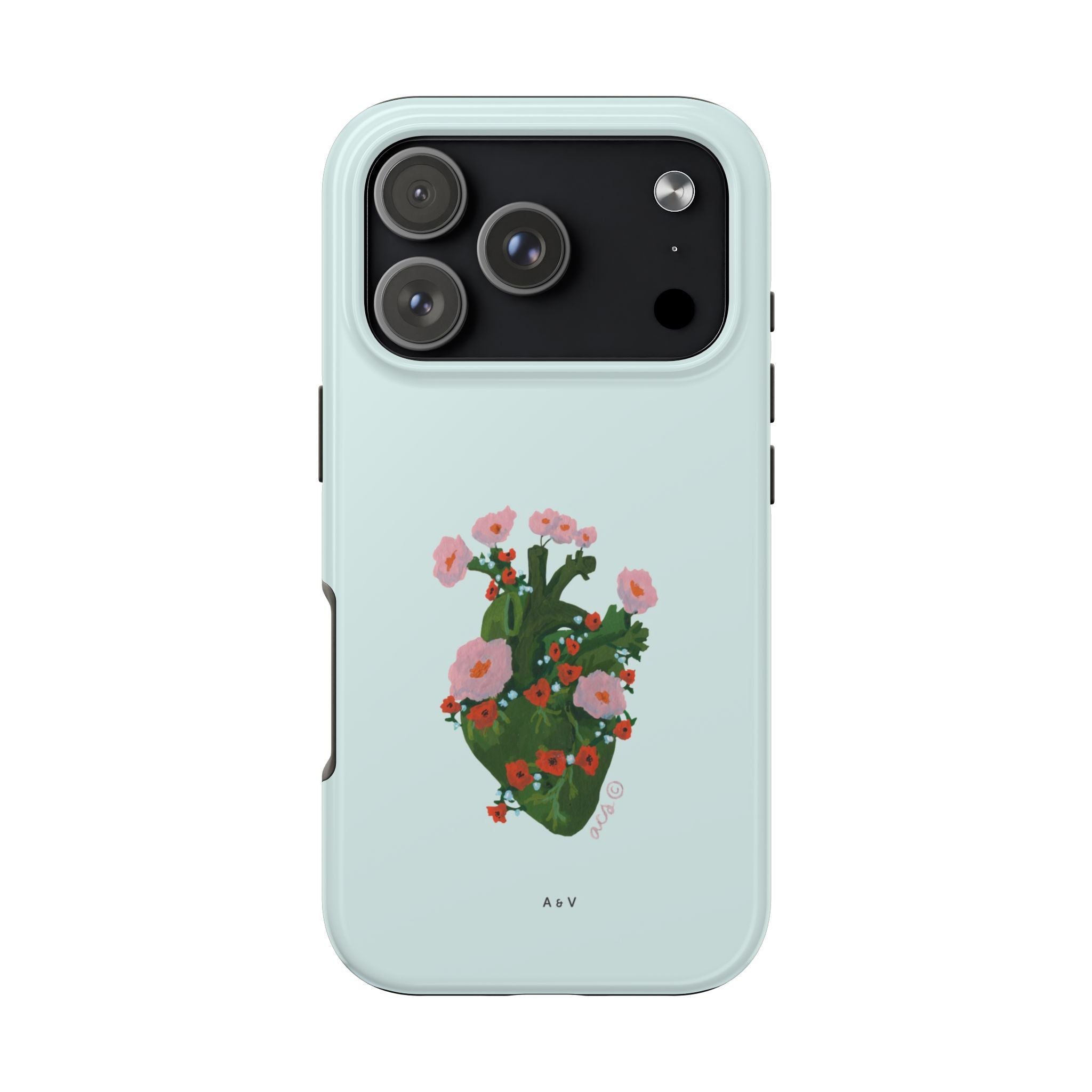 Flower Heart - Blue - Phone Case