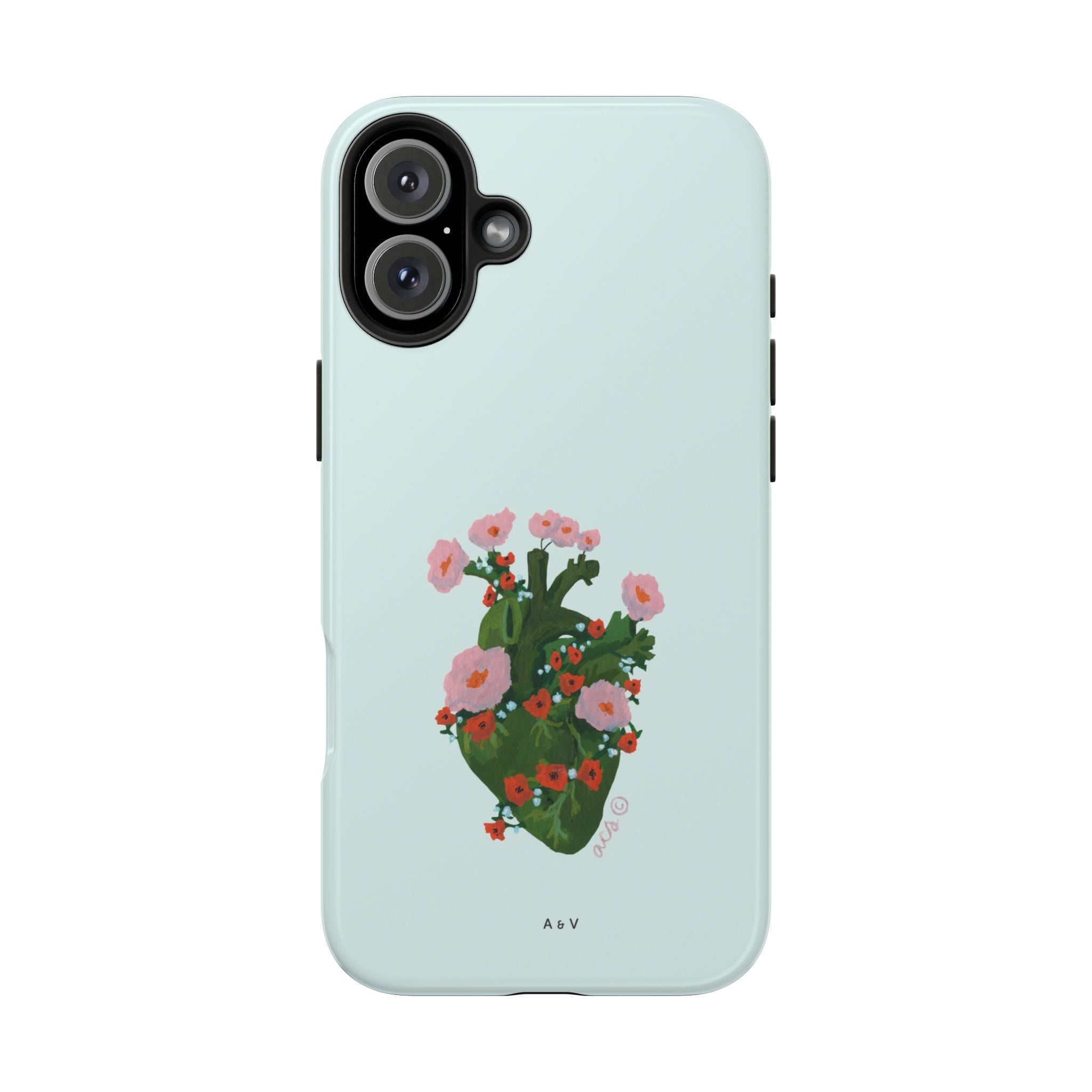 Flower Heart - Blue - Phone Case