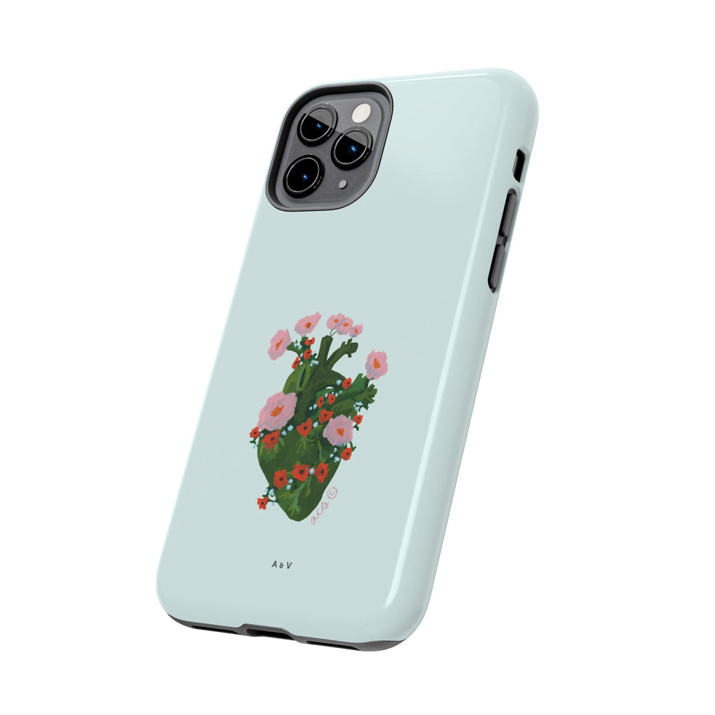 Flower Heart - Blue - Phone Case