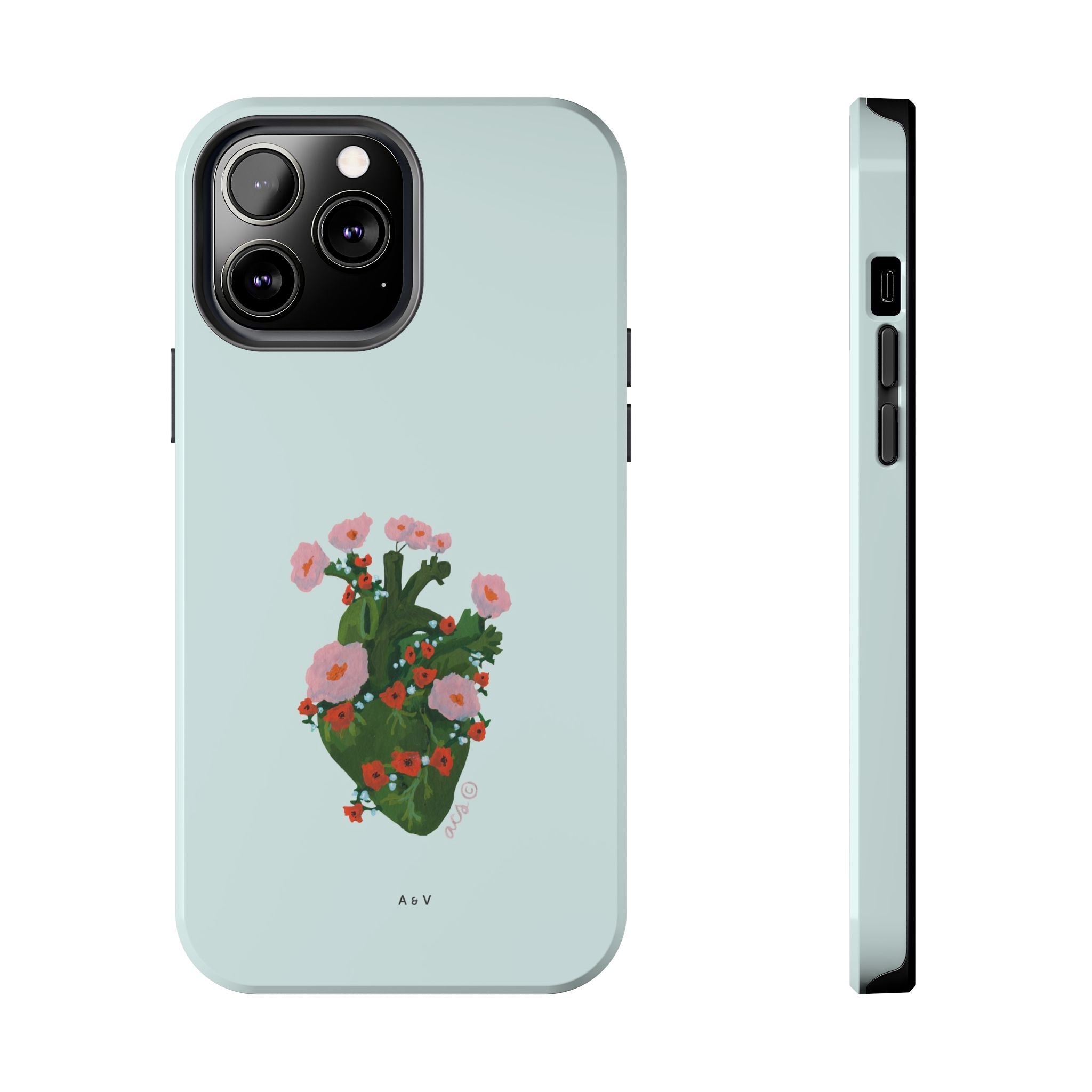 Flower Heart - Blue - Phone Case