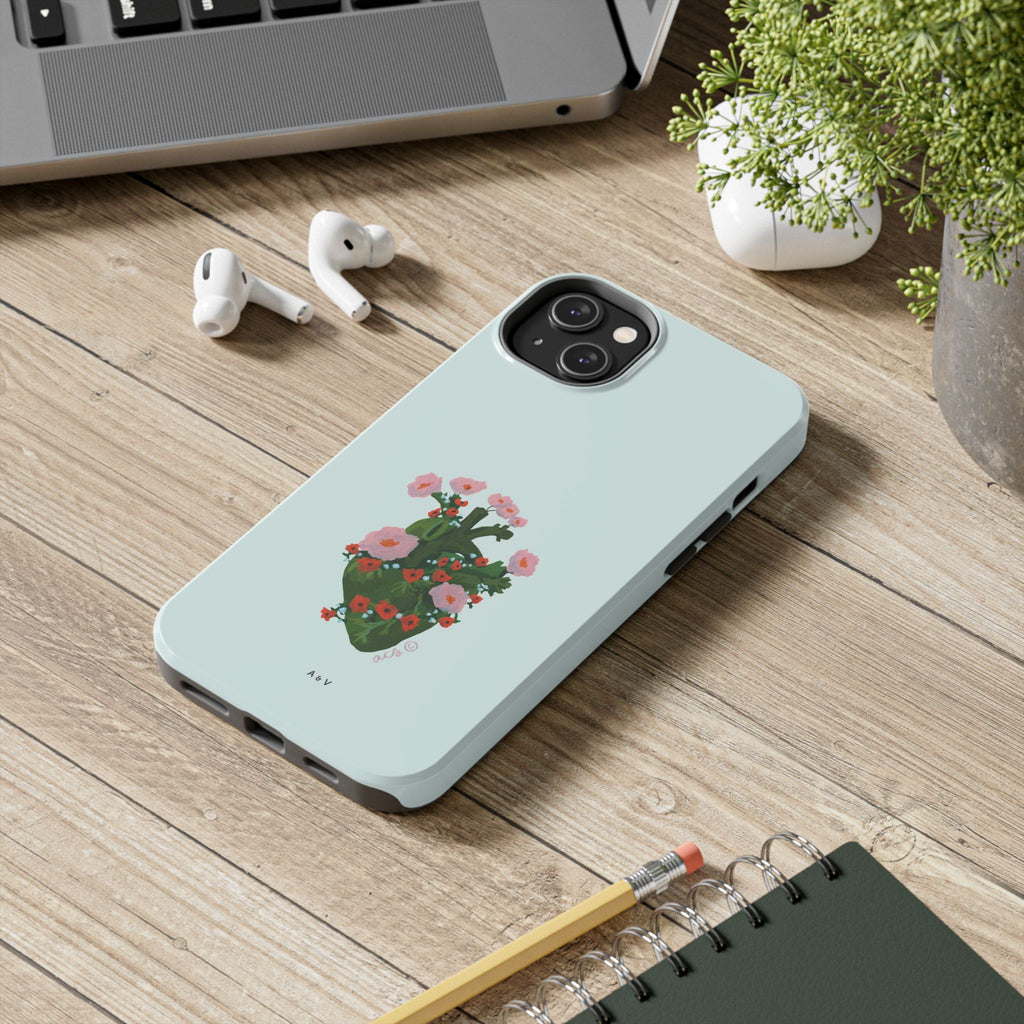 Flower Heart - Blue - Phone Case