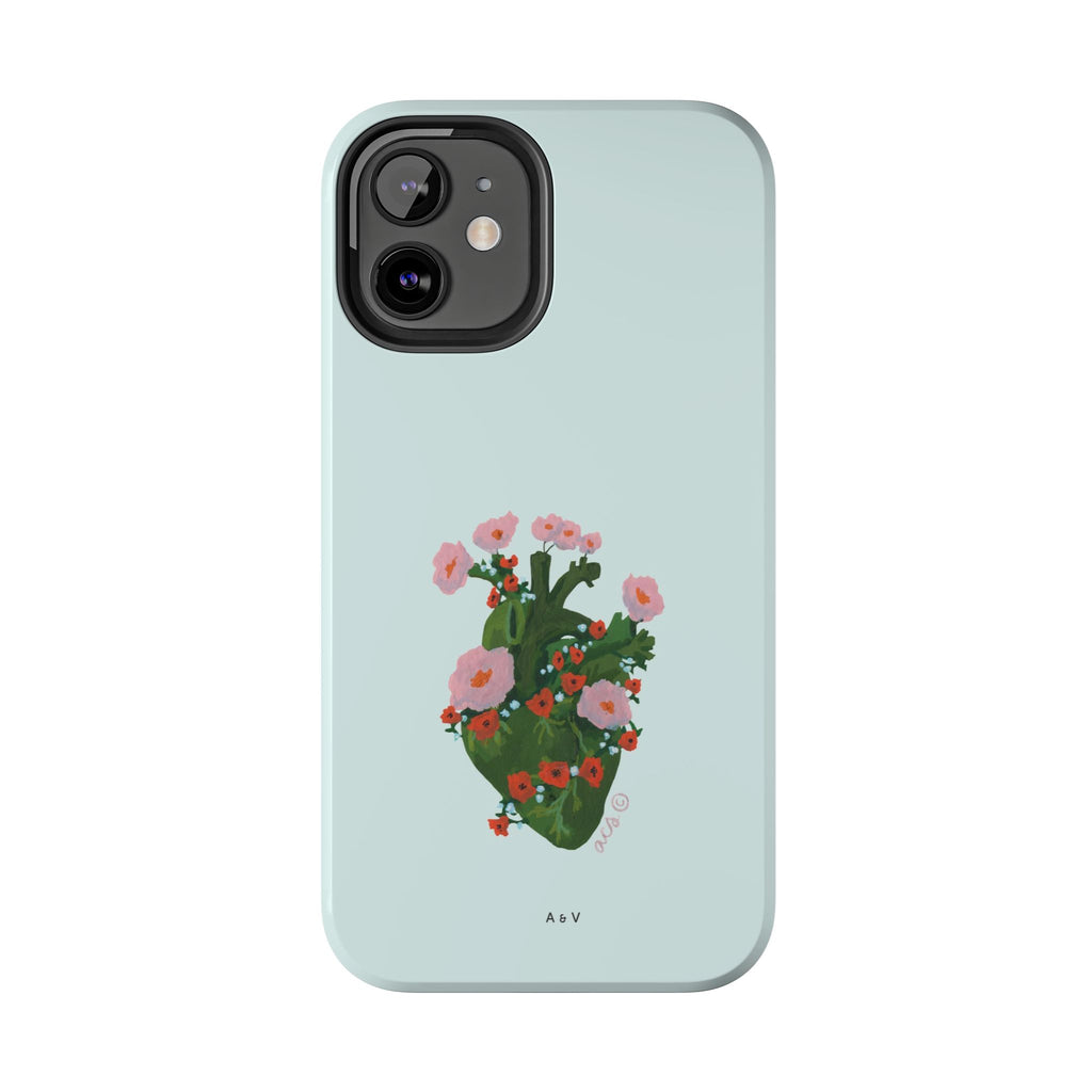 Flower Heart - Blue - Phone Case