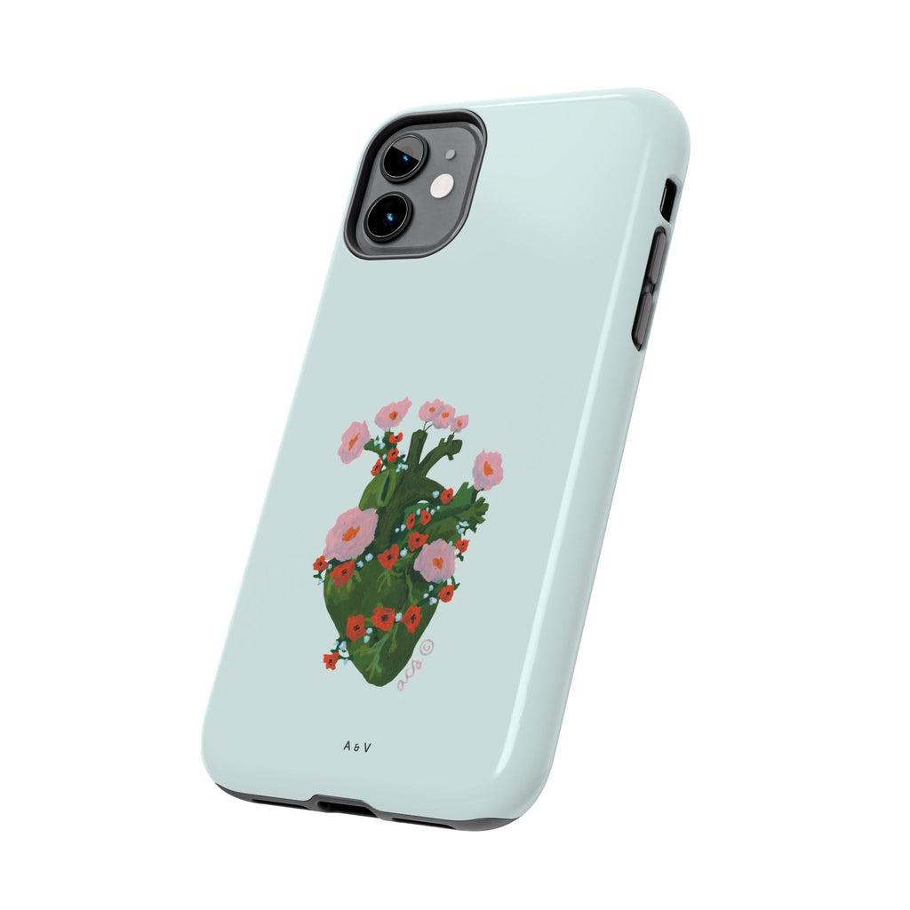 Flower Heart - Blue - Phone Case