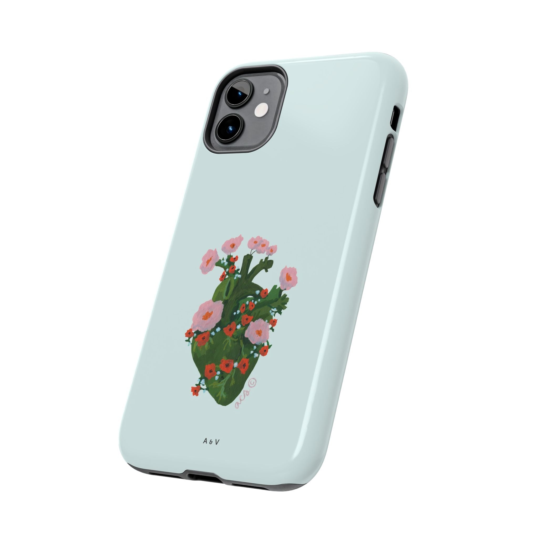 Flower Heart - Blue - Phone Case