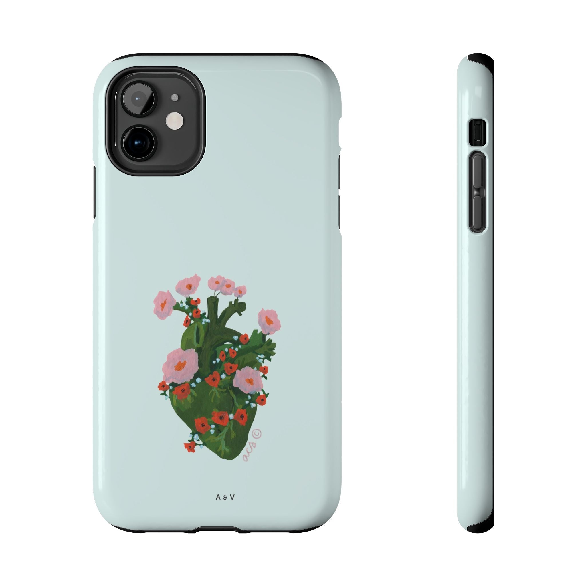 Flower Heart - Blue - Phone Case