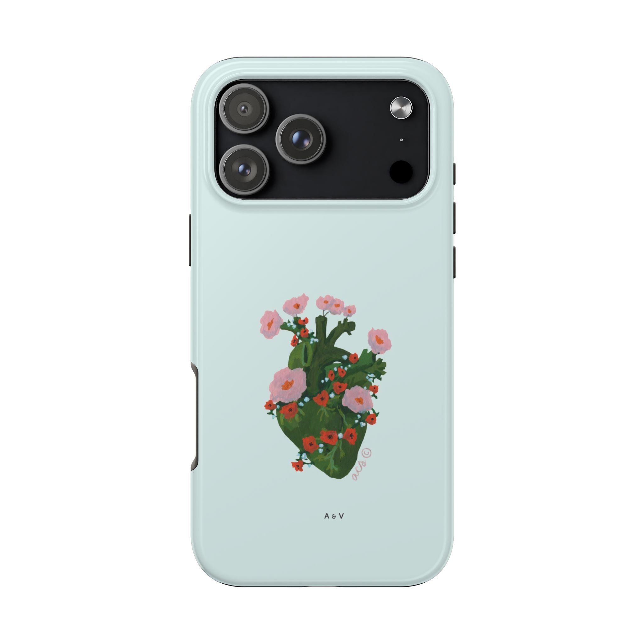 Flower Heart - Blue - Phone Case
