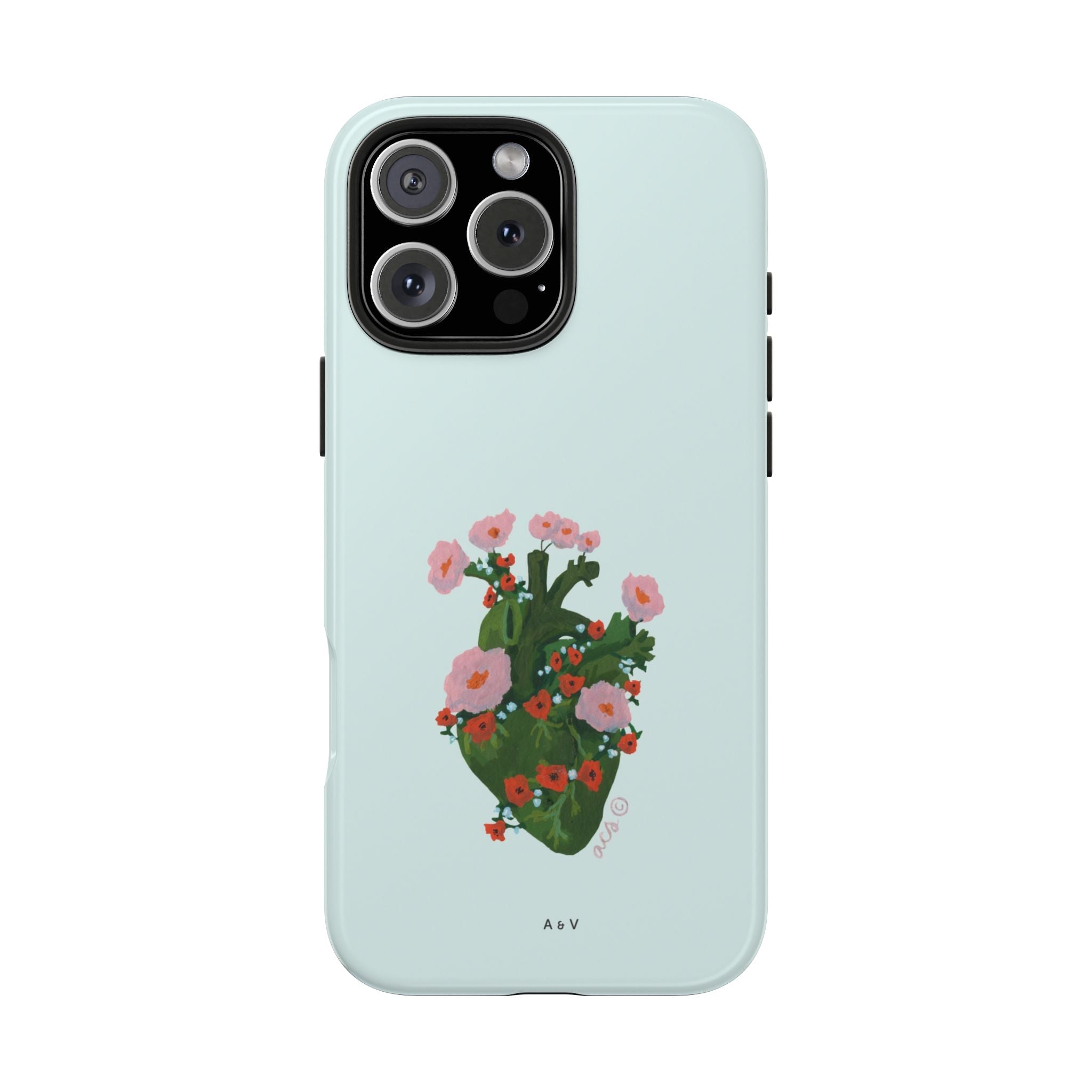 Flower Heart - Blue - Phone Case