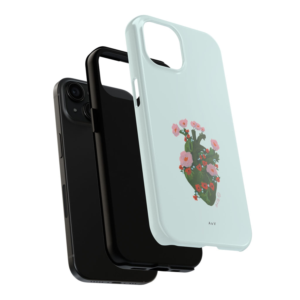 Flower Heart - Blue - Phone Case