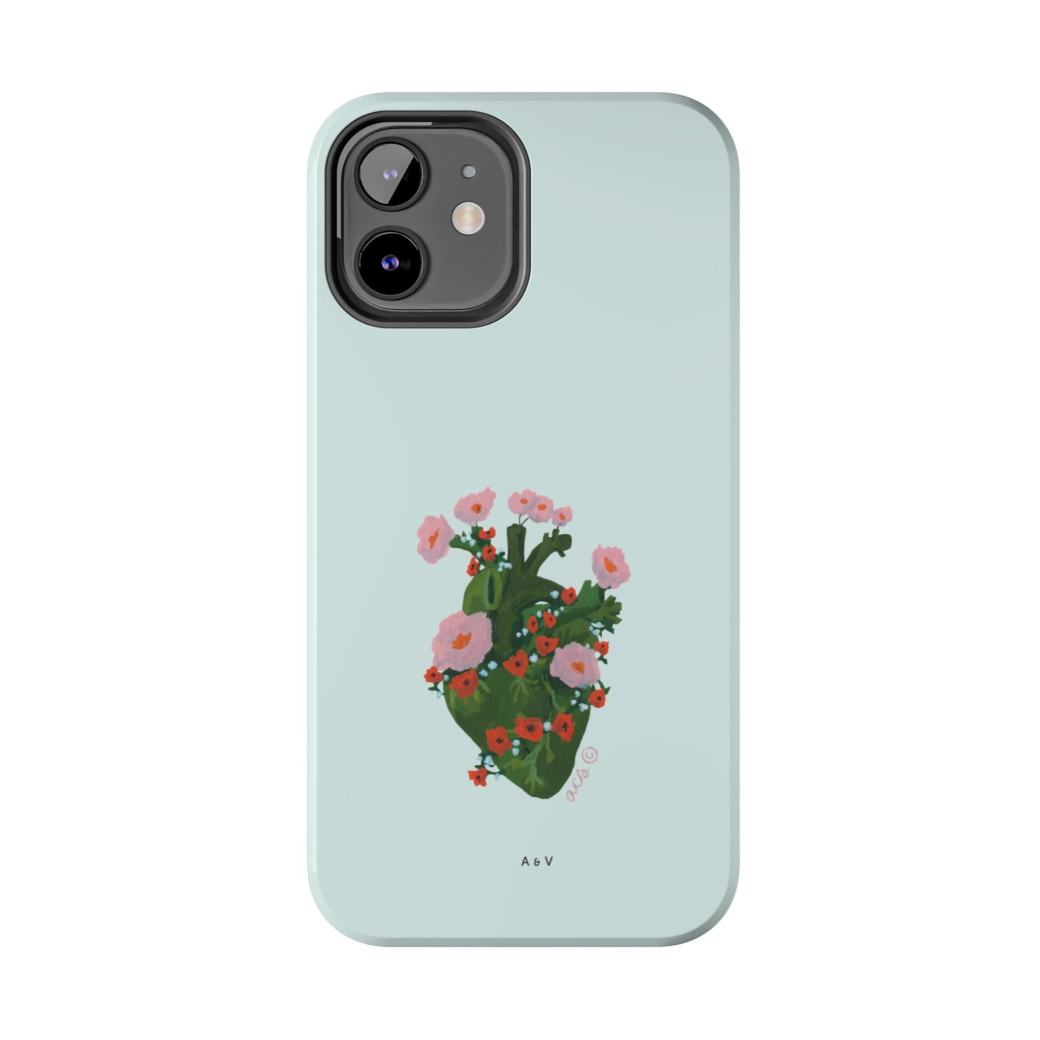 Flower Heart - Blue - Phone Case