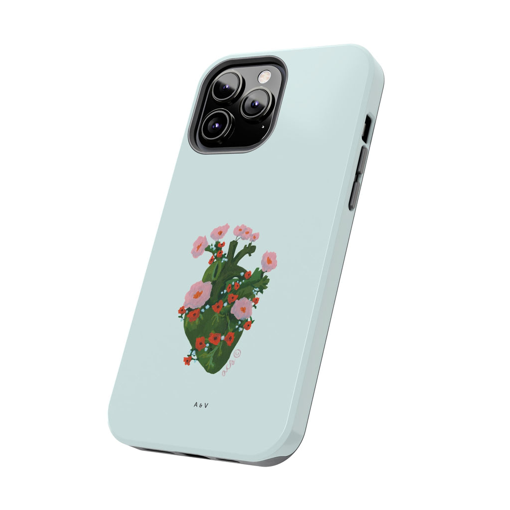 Flower Heart - Blue - Phone Case
