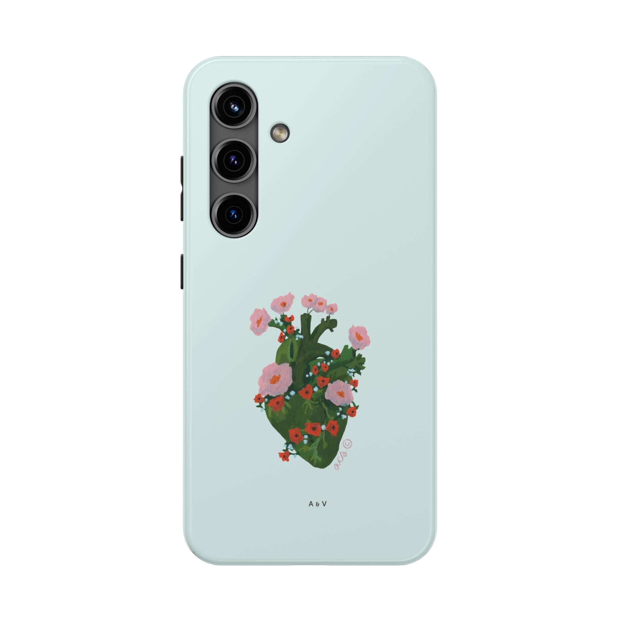 Flower Heart - Blue - Phone Case