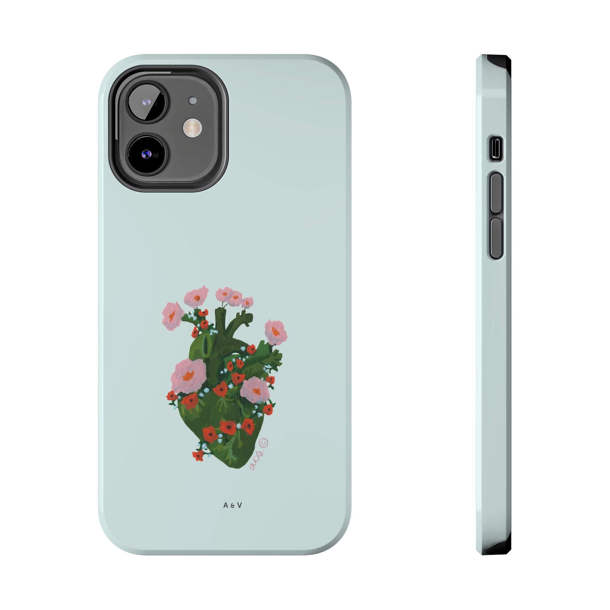 Flower Heart - Blue - Phone Case