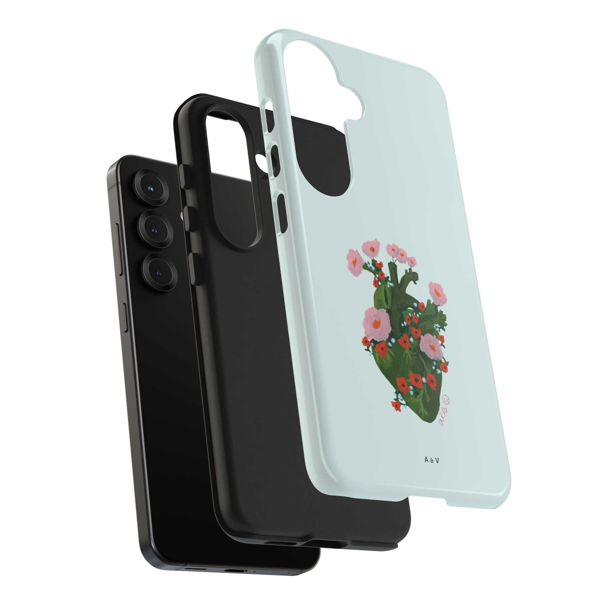 Flower Heart - Blue - Phone Case