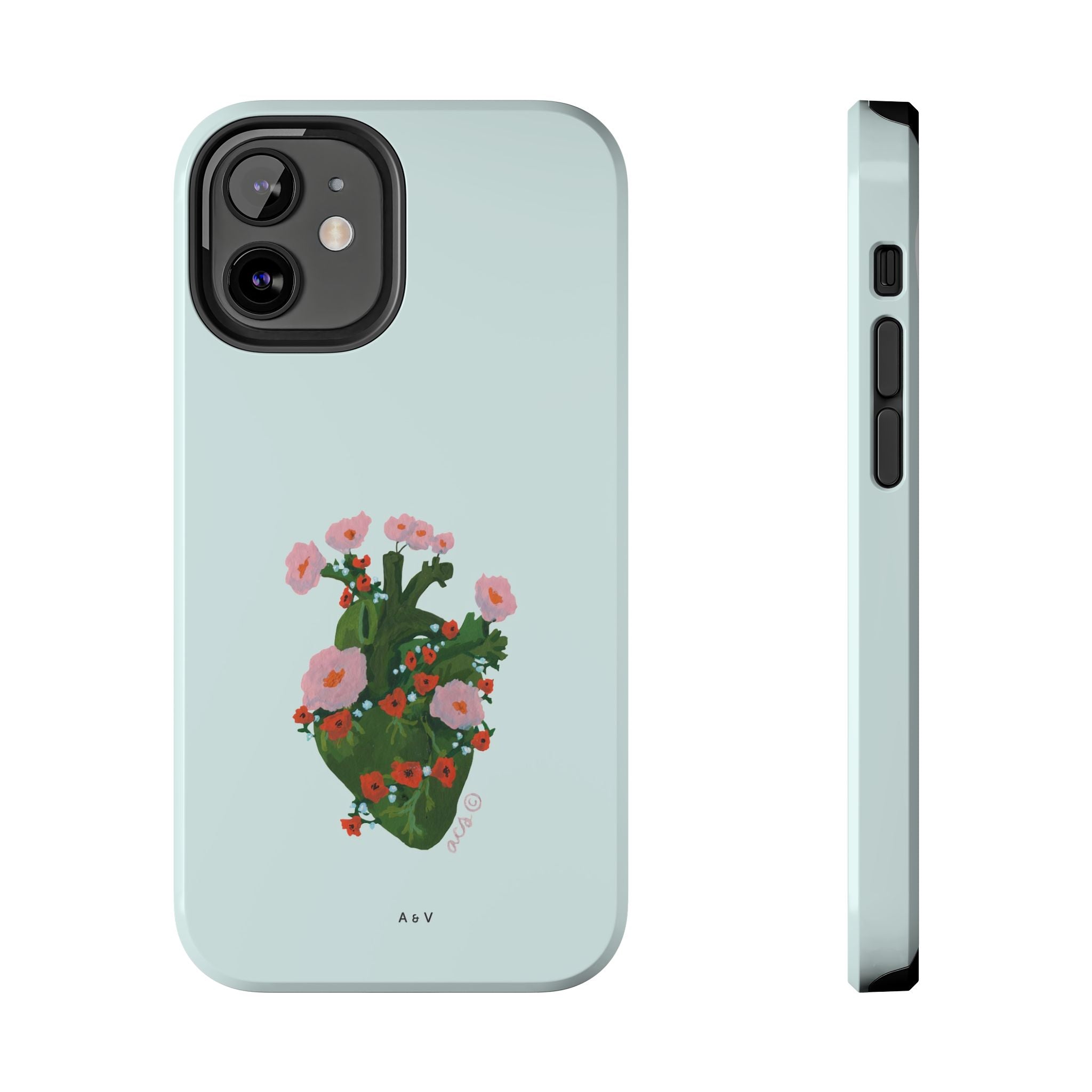 Flower Heart - Blue - Phone Case