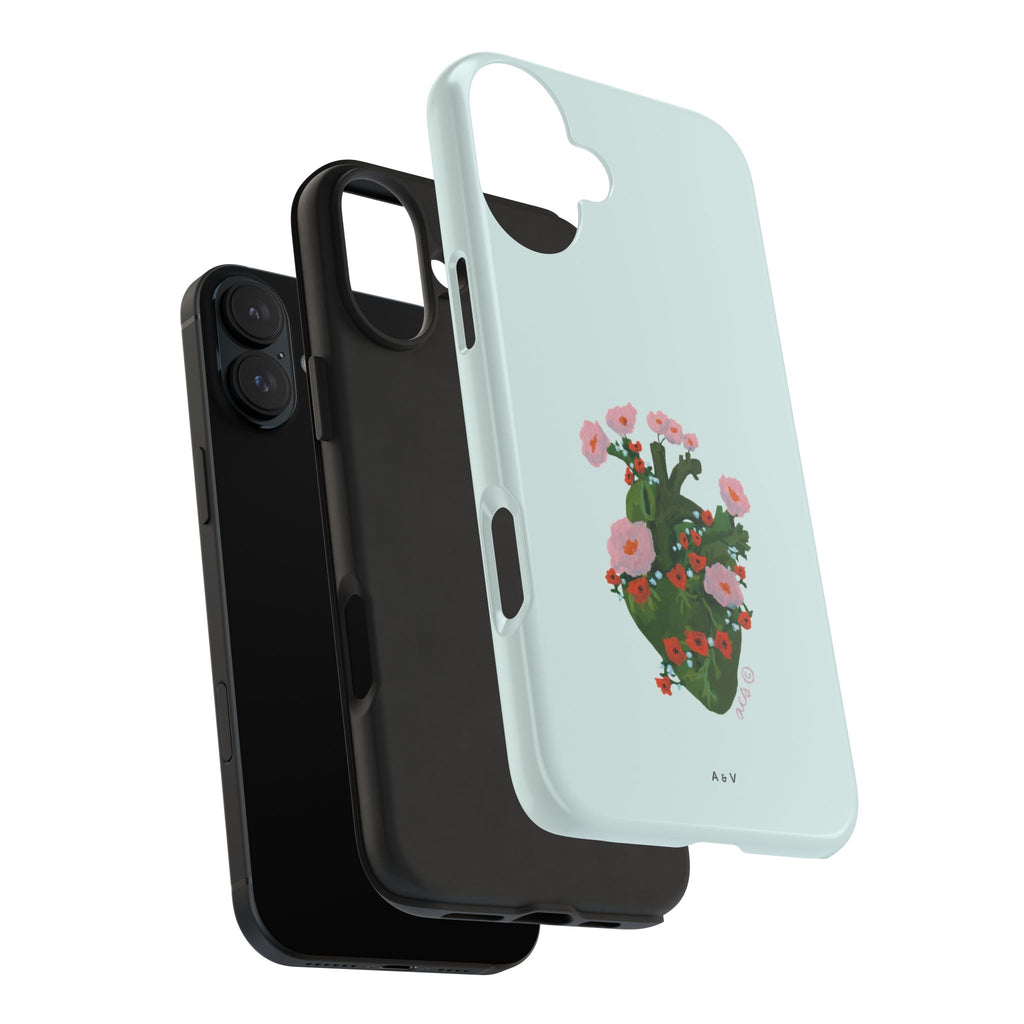 Flower Heart - Blue - Phone Case