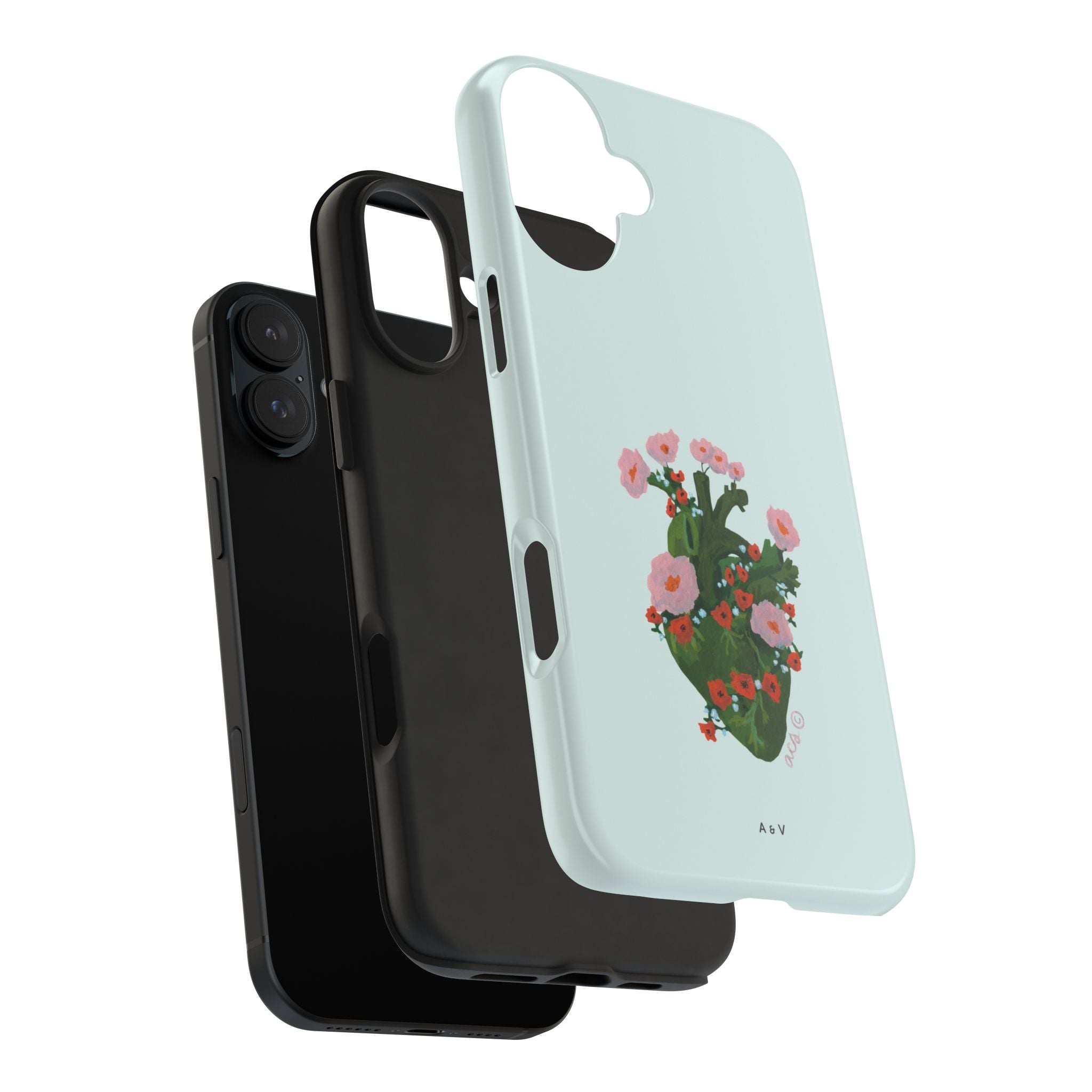 Flower Heart - Blue - Phone Case