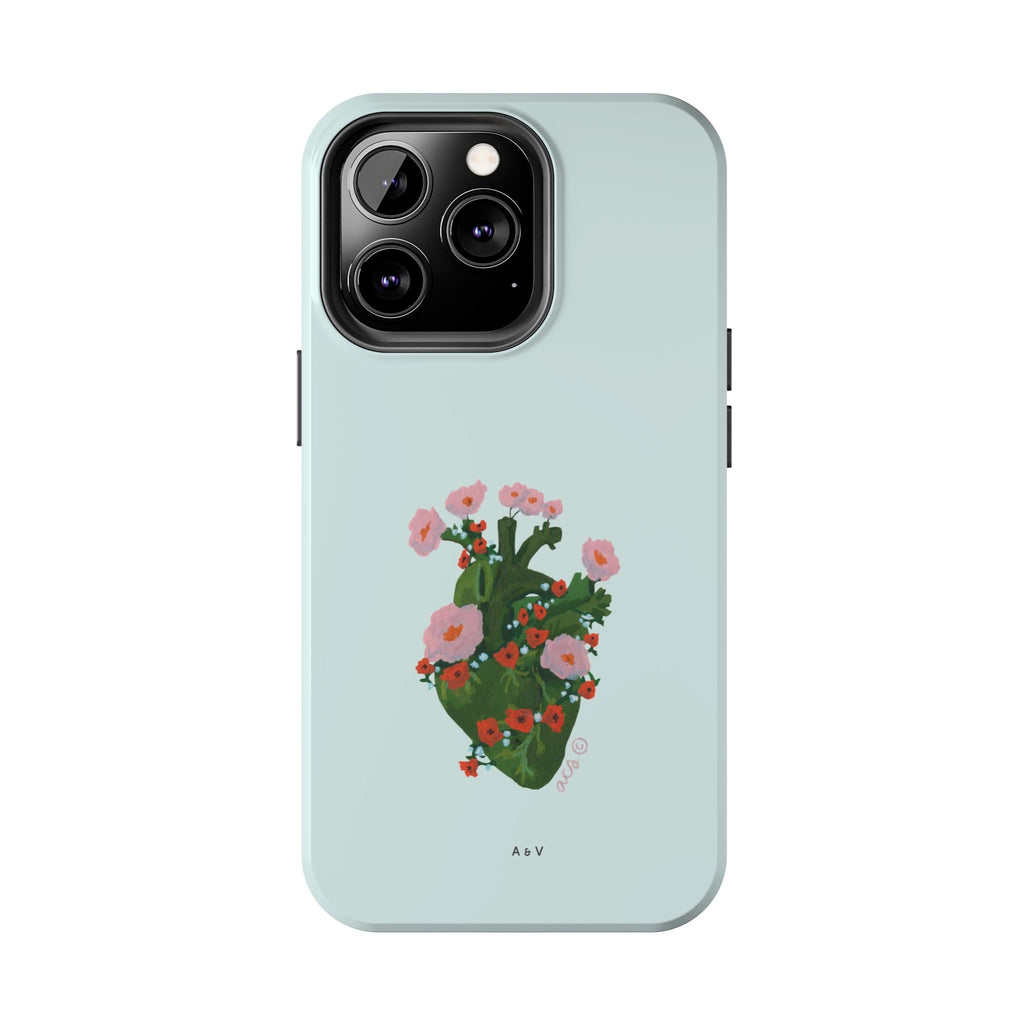 Flower Heart - Blue - Phone Case