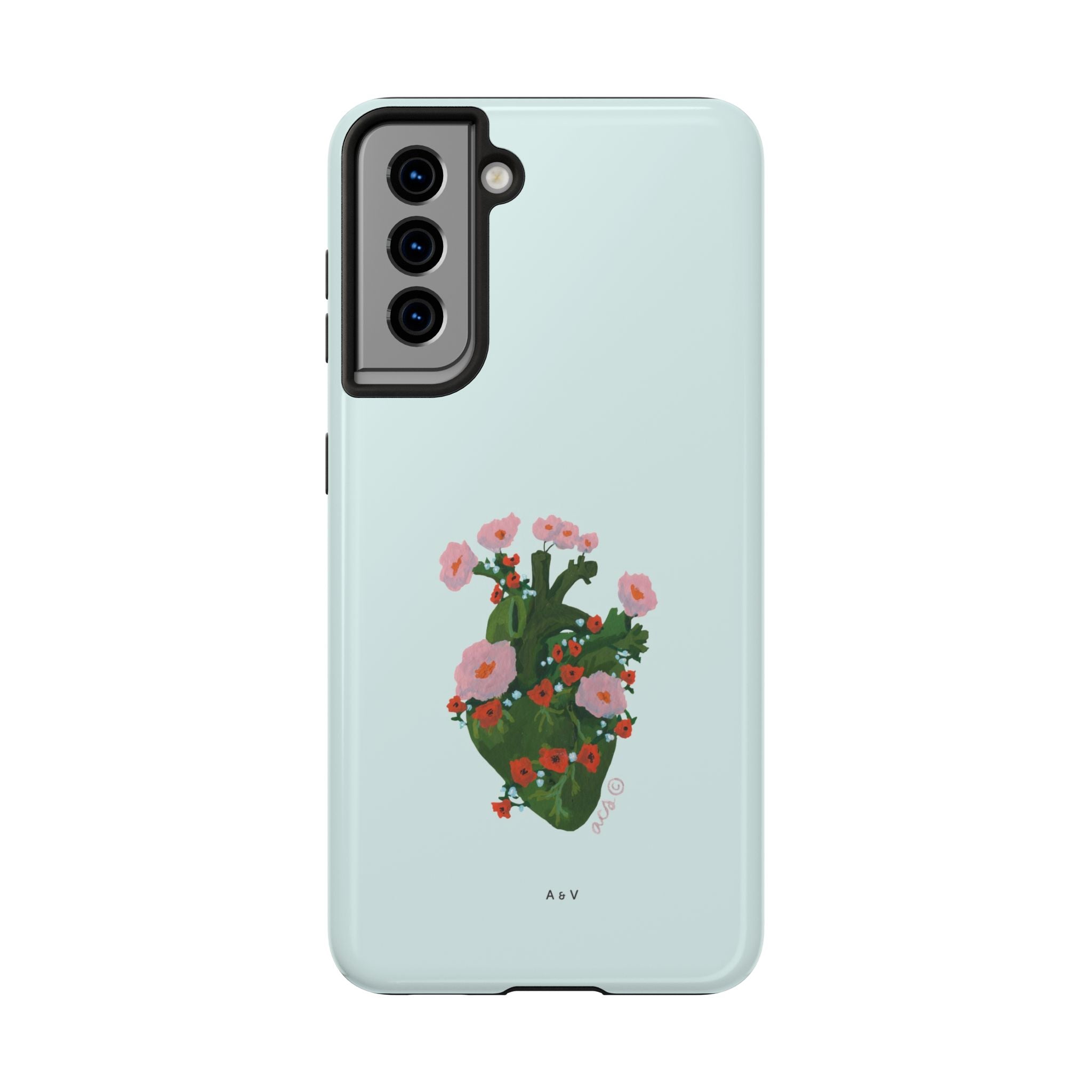 Flower Heart - Blue - Phone Case