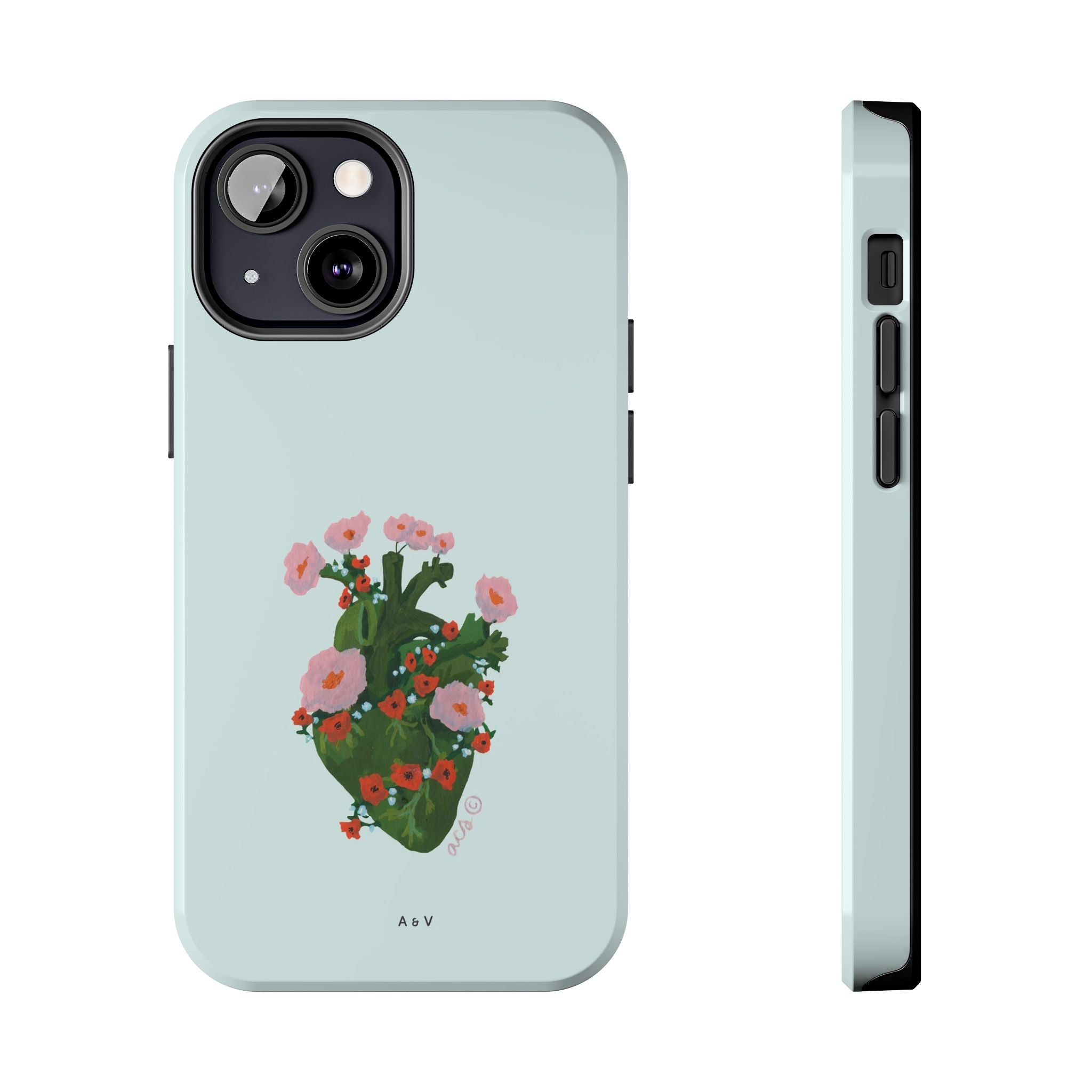 Flower Heart - Blue - Phone Case
