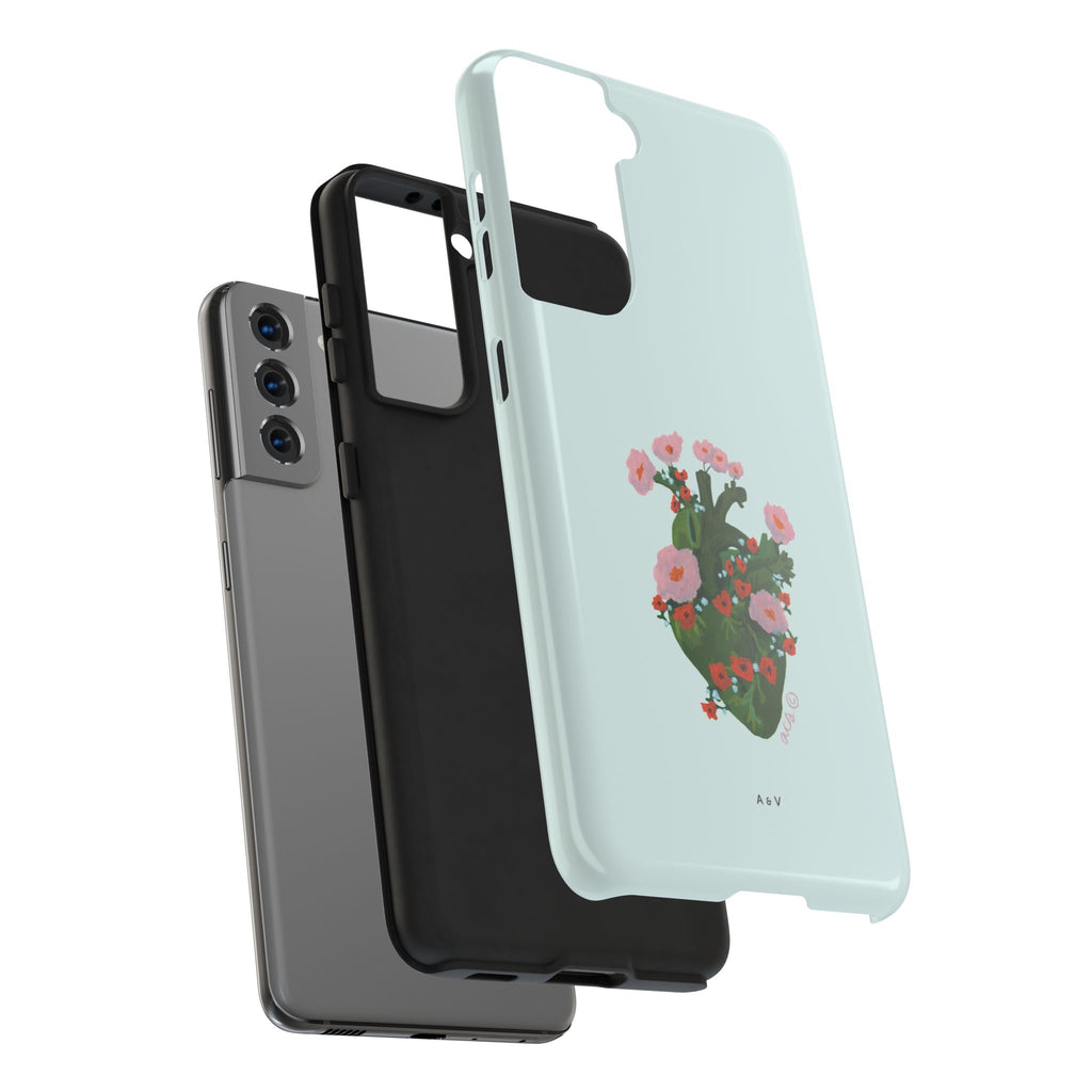 Flower Heart - Blue - Phone Case