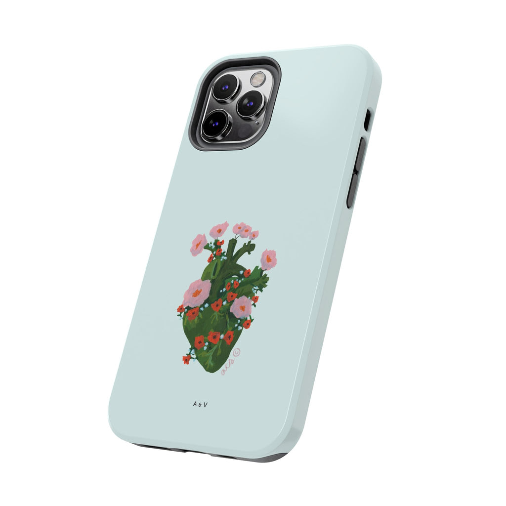 Flower Heart - Blue - Phone Case