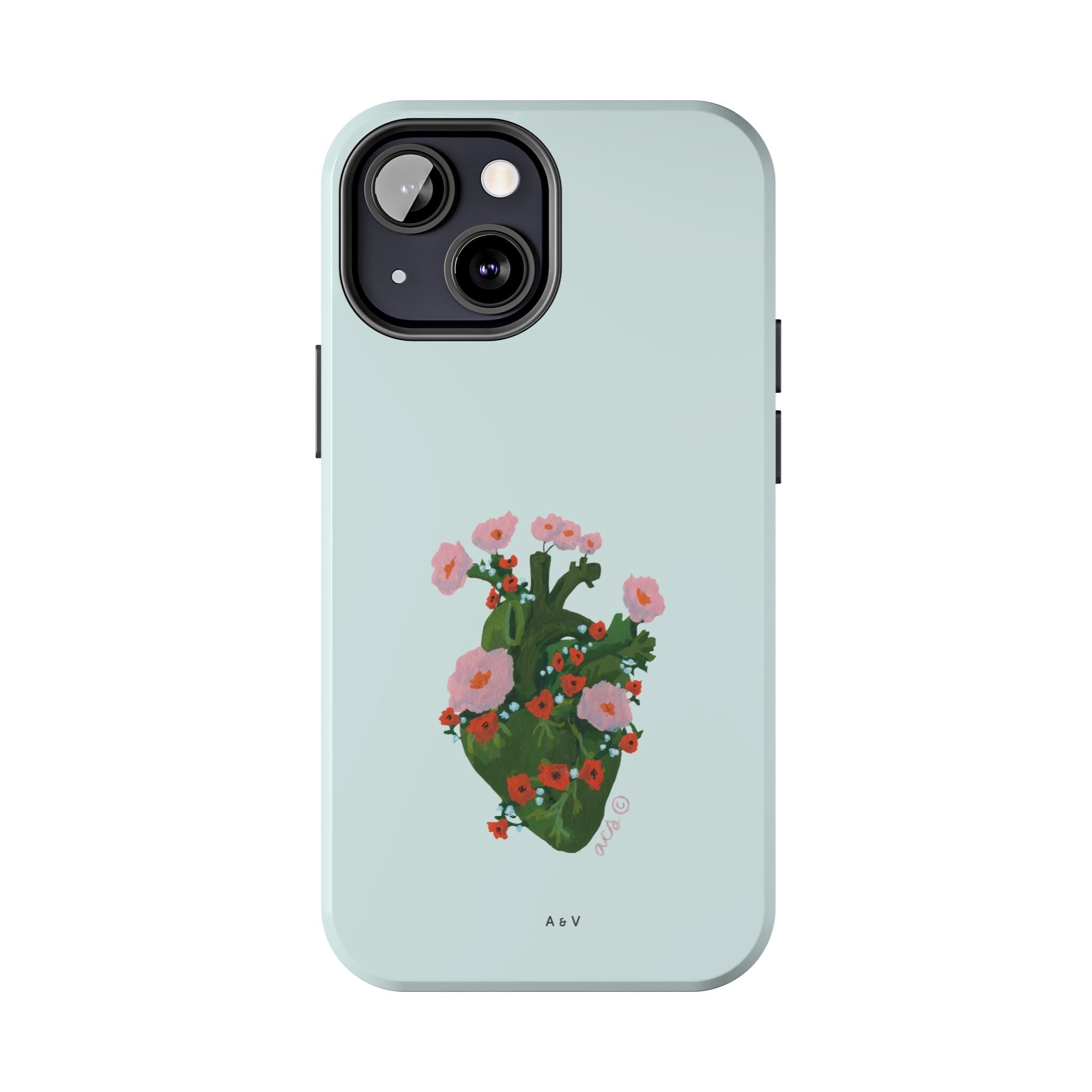 Flower Heart - Blue - Phone Case