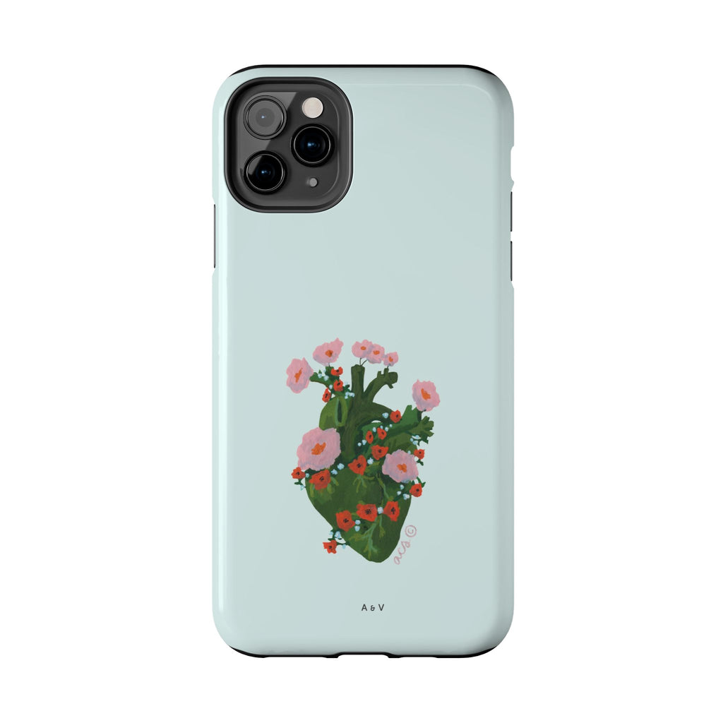 Flower Heart - Blue - Phone Case