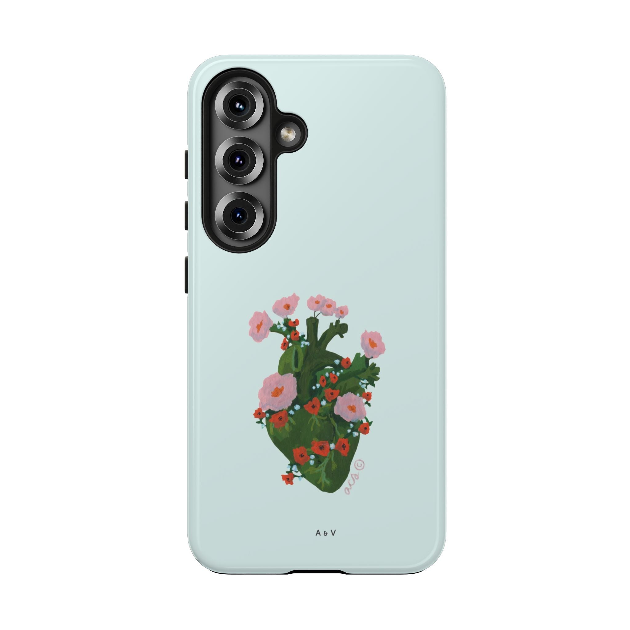Flower Heart - Blue - Phone Case