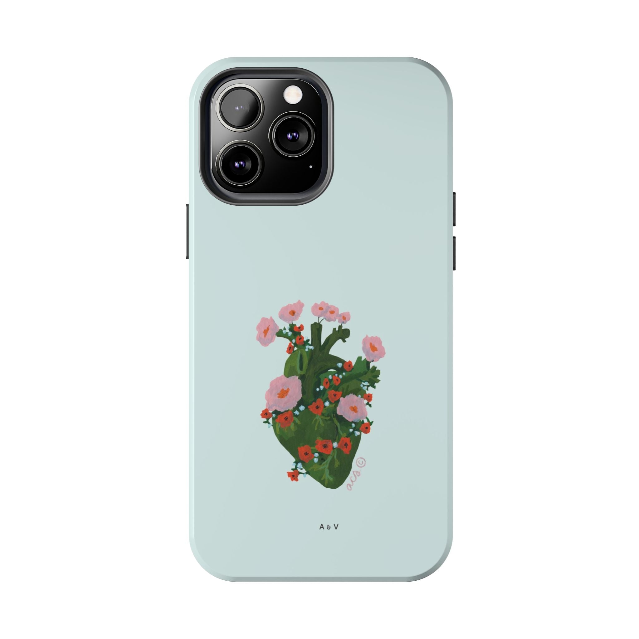 Flower Heart - Blue - Phone Case