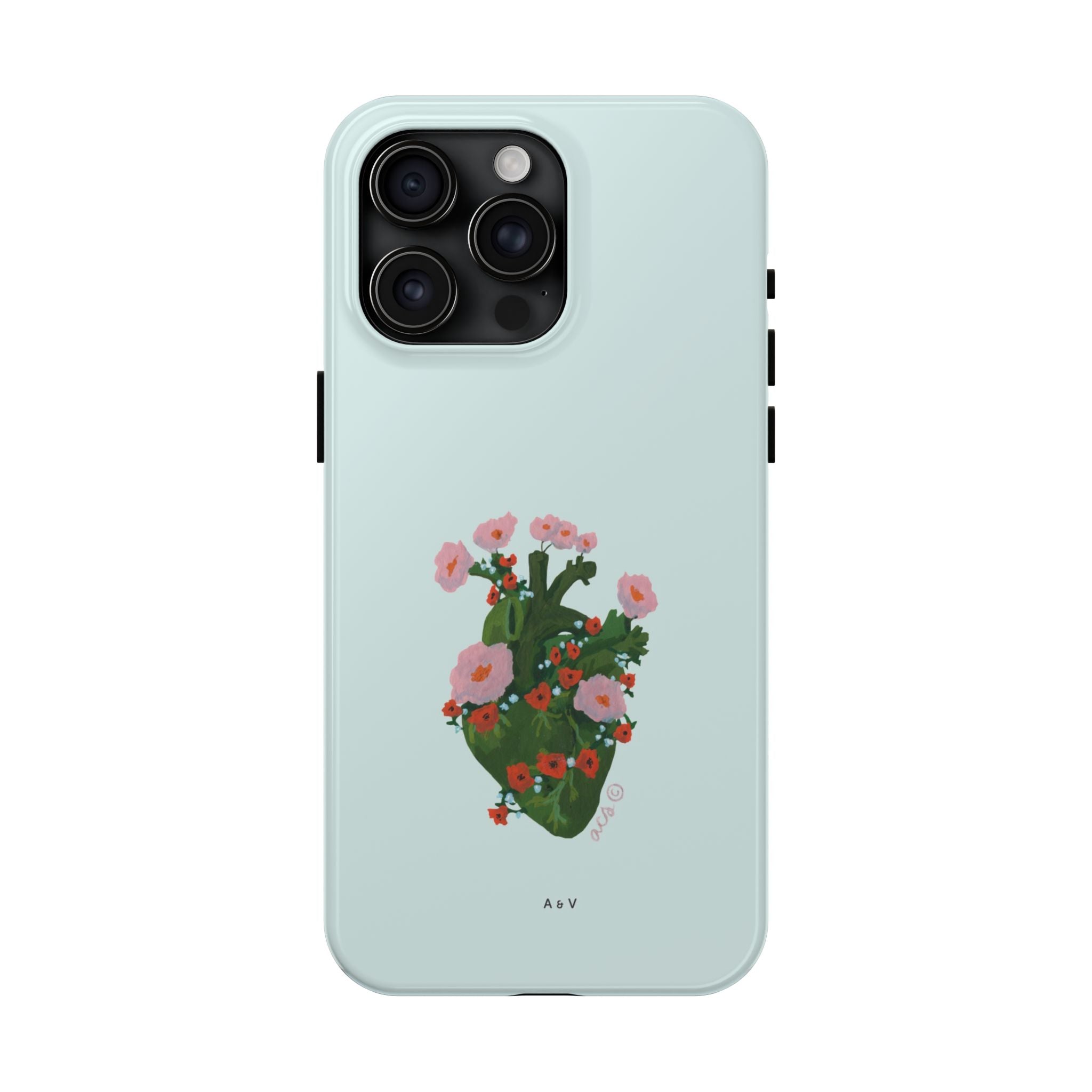 Flower Heart - Blue - Phone Case