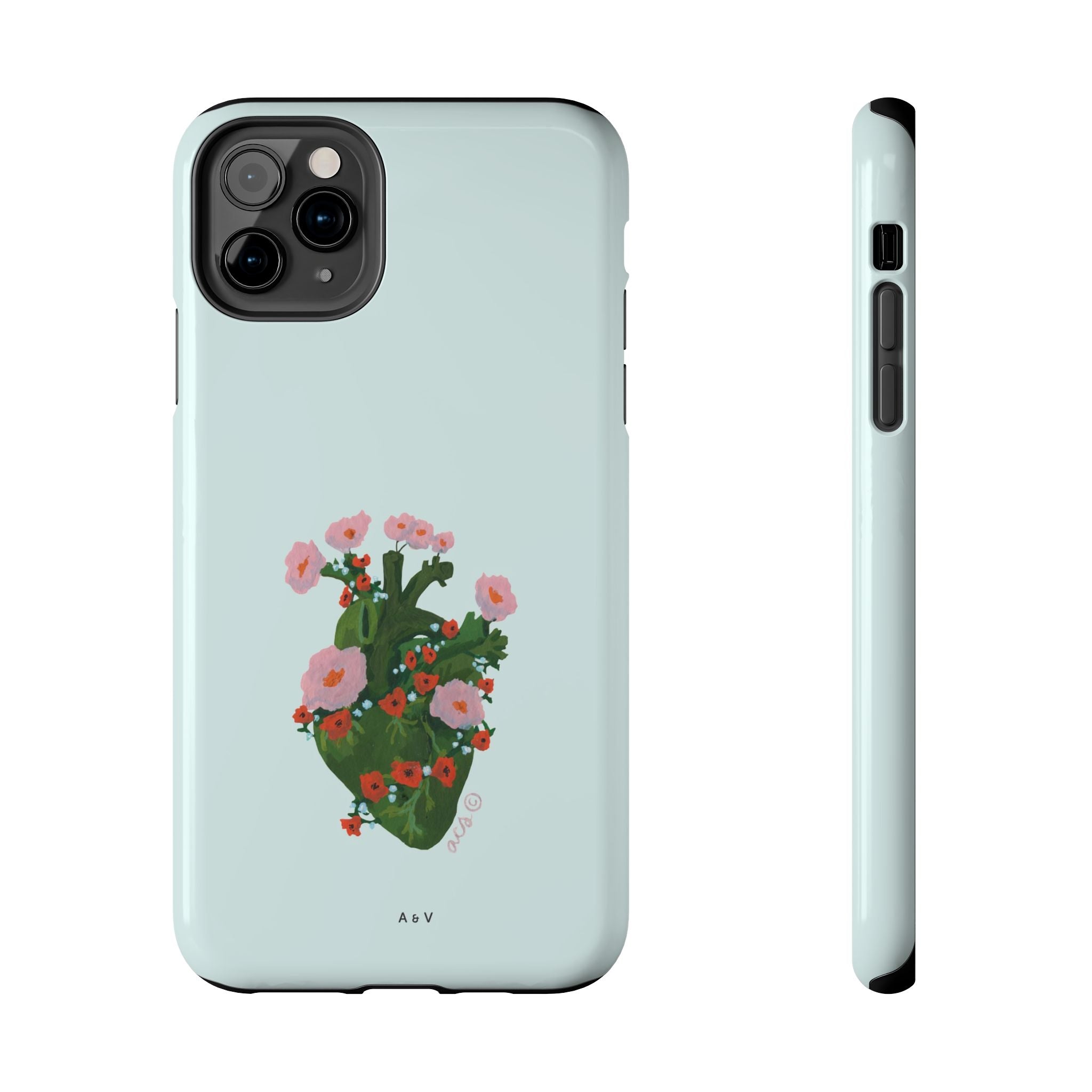 Flower Heart - Blue - Phone Case