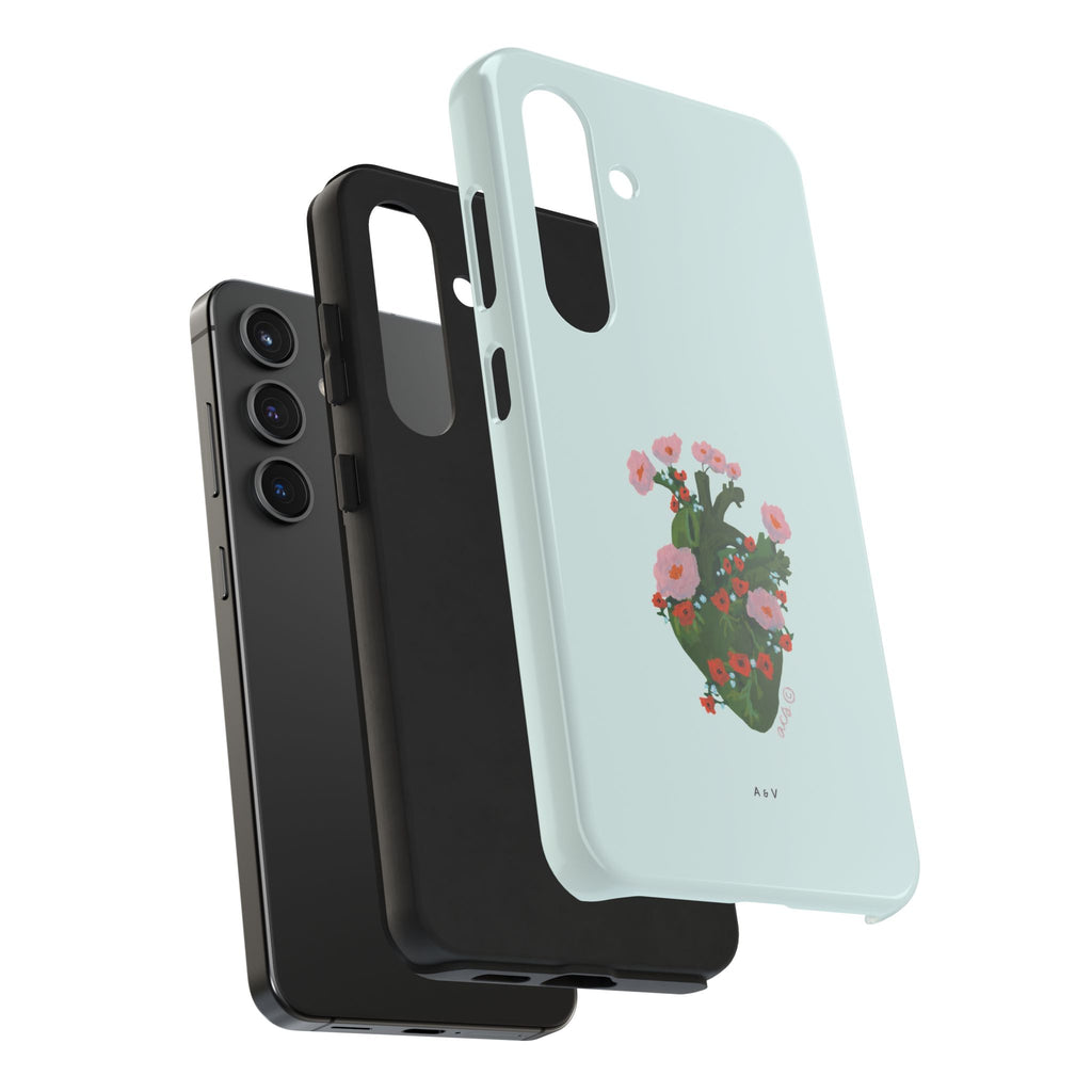 Flower Heart - Blue - Phone Case