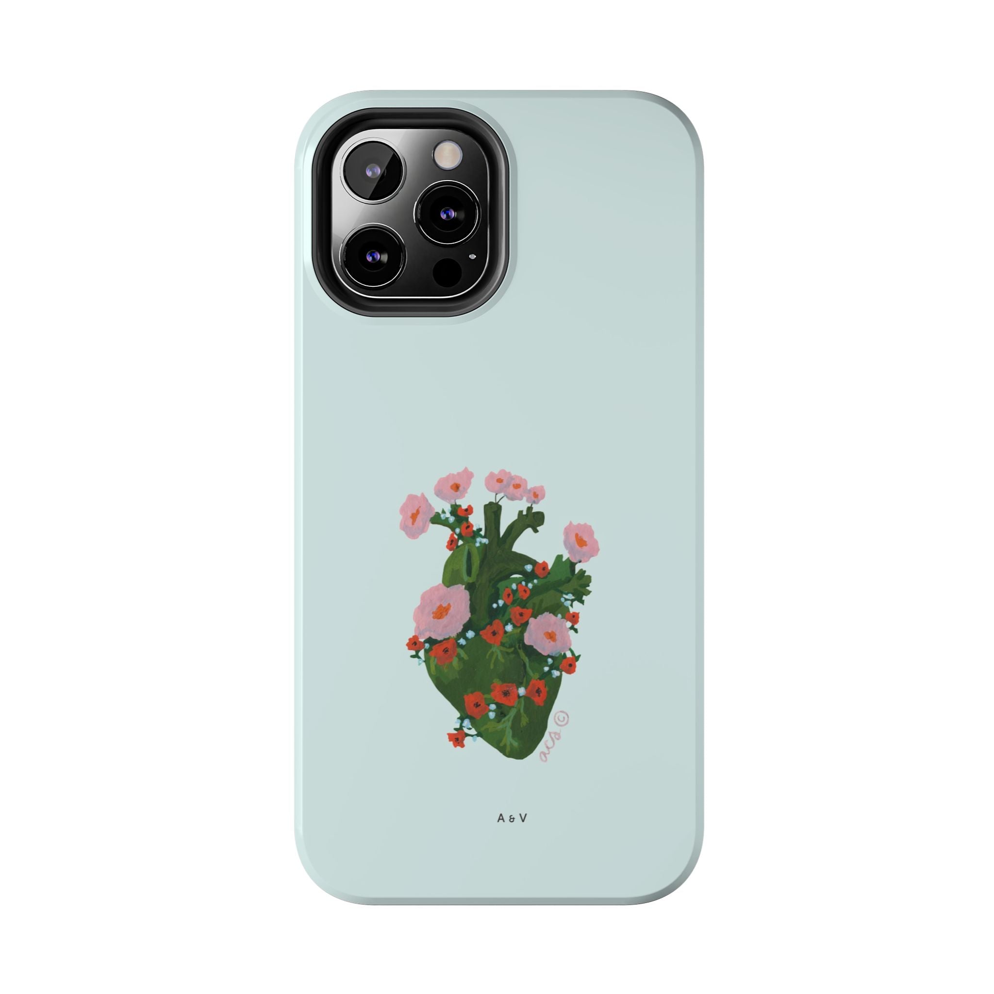 Flower Heart - Blue - Phone Case