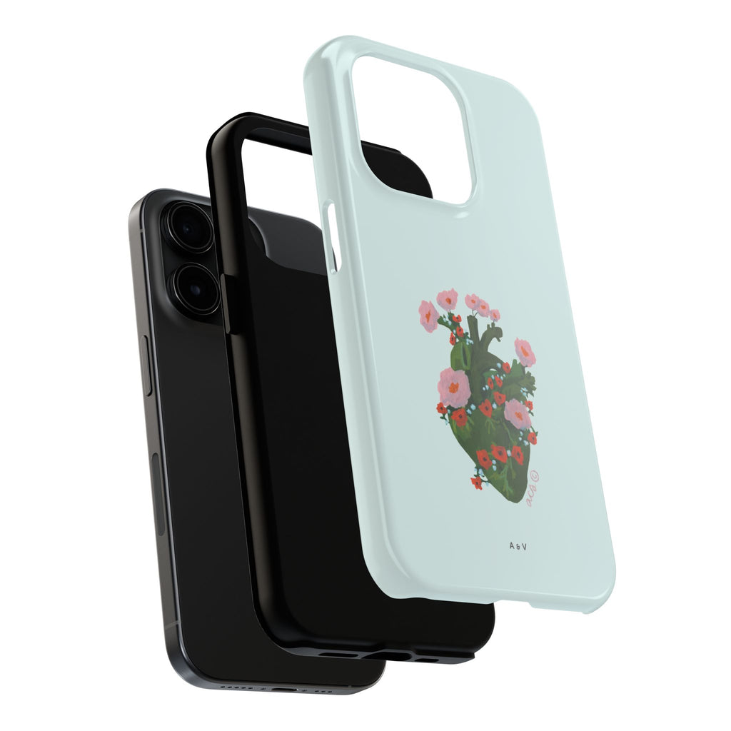 Flower Heart - Blue - Phone Case