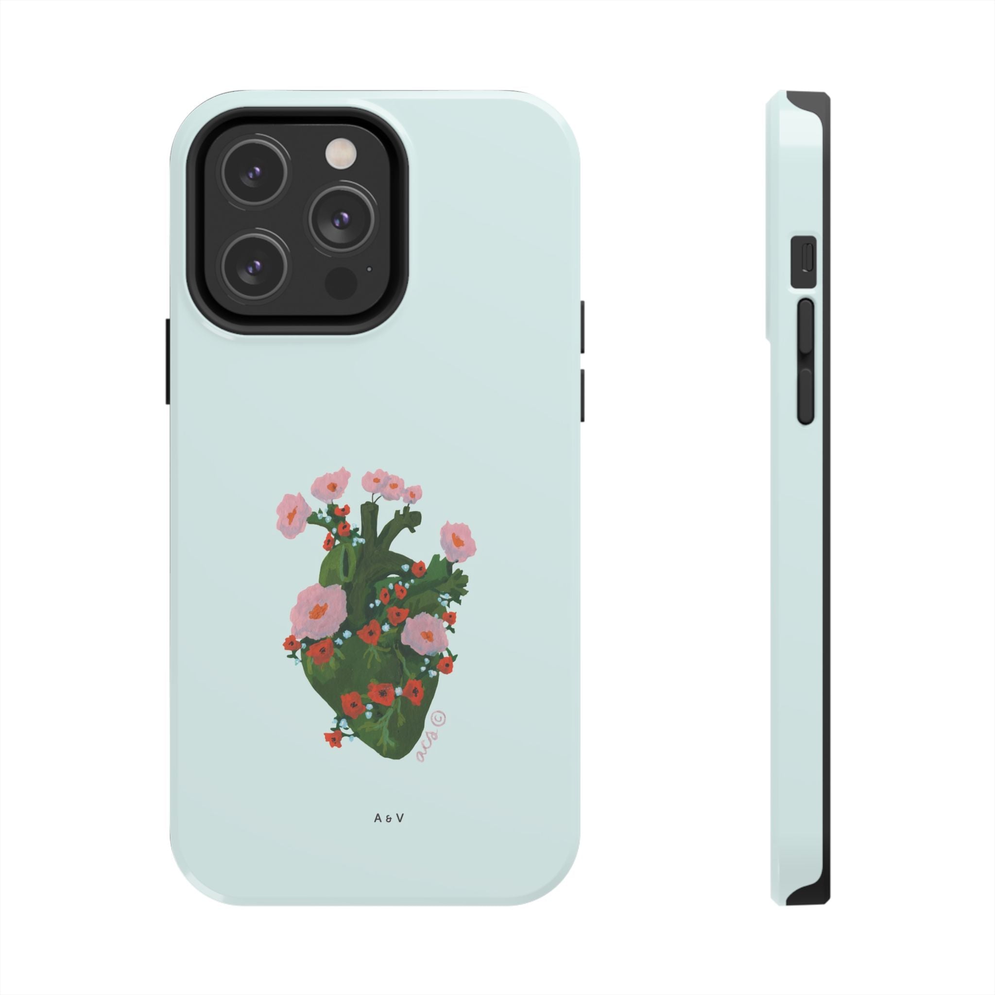 Flower Heart - Blue - Phone Case