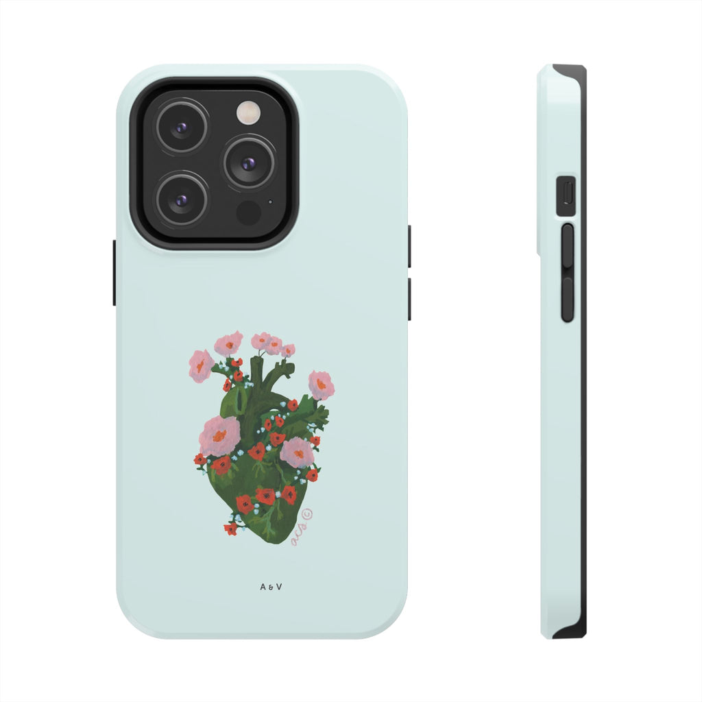 Flower Heart - Blue - Phone Case