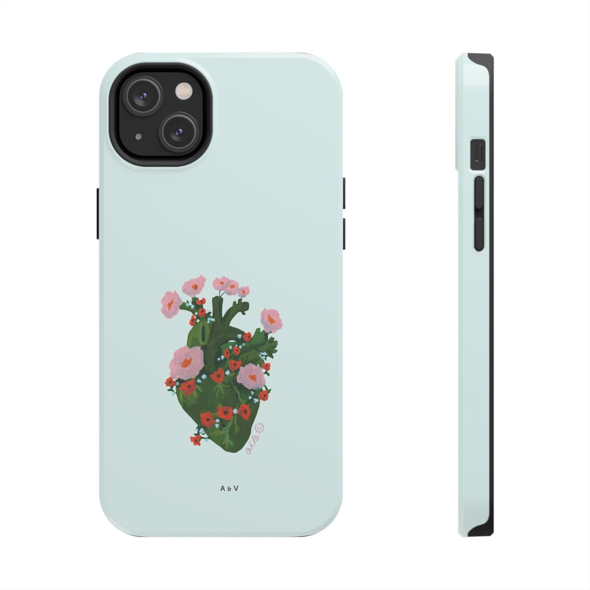 Flower Heart - Blue - Phone Case