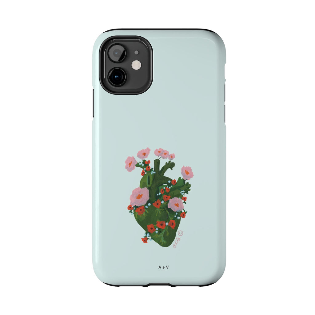 Flower Heart - Blue - Phone Case