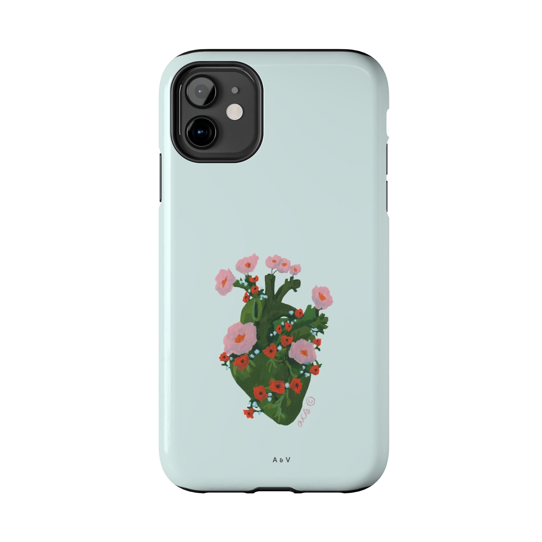 Flower Heart - Blue - Phone Case