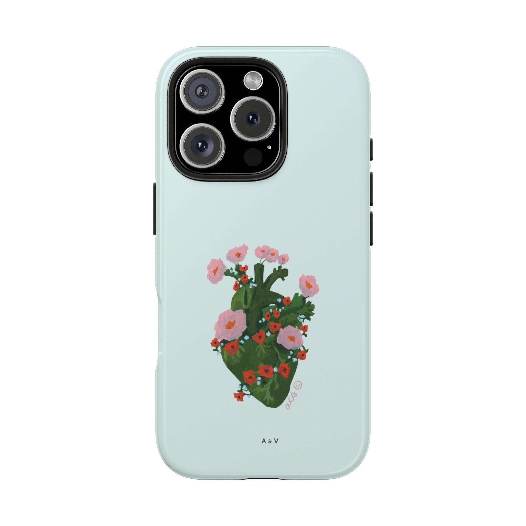 Flower Heart - Blue - Phone Case