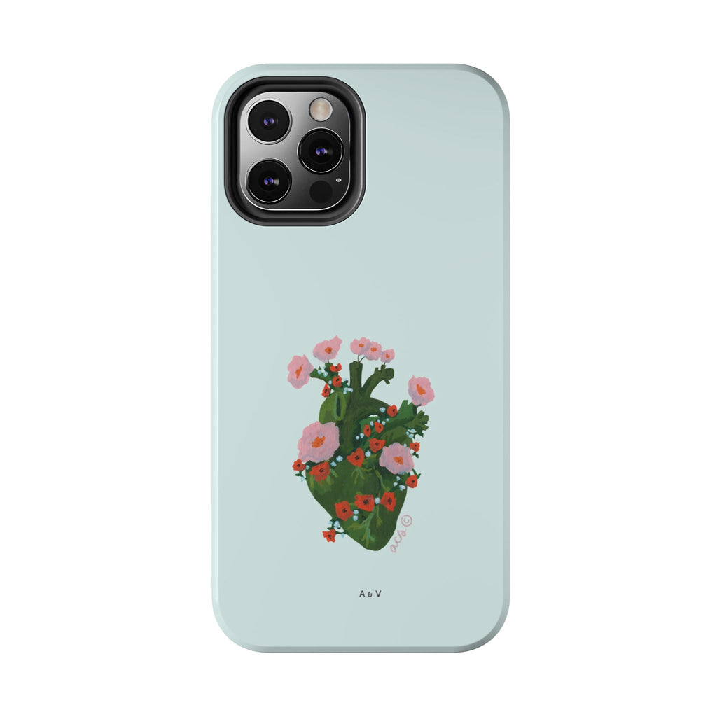 Flower Heart - Blue - Phone Case
